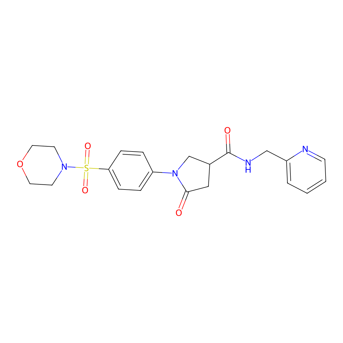 1-[4-(morpholin-4-ylsulfonyl)phenyl]-5-oxo-N-(pyridin-2-ylmethyl)pyrrolidine-3-carboxamide molecular structure, CAS 1190246-80-0