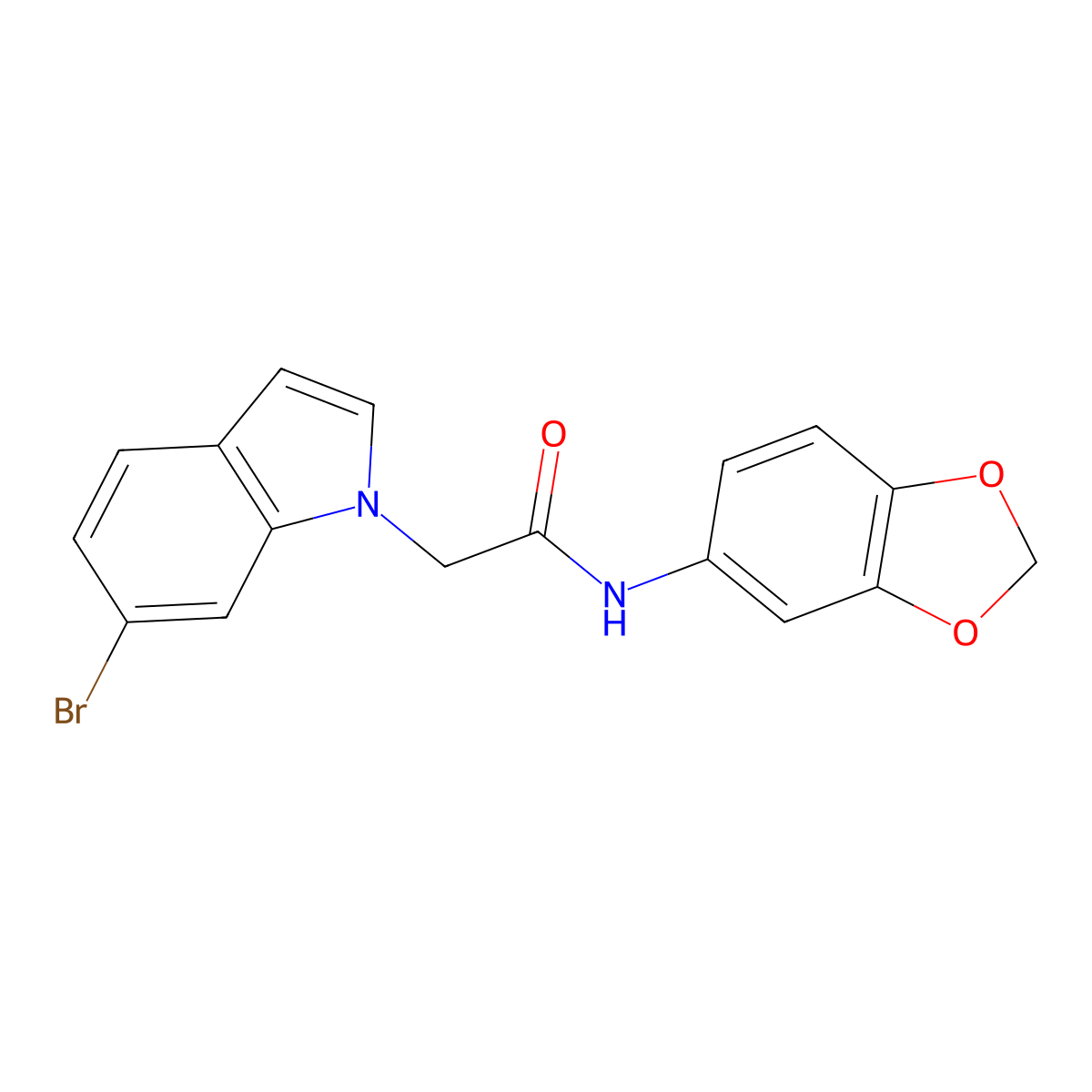 N-(1,3-benzodioxol-5-yl)-2-(6-bromo-1H-indol-1-yl)acetamide molecular structure, CAS 1190246-81-1