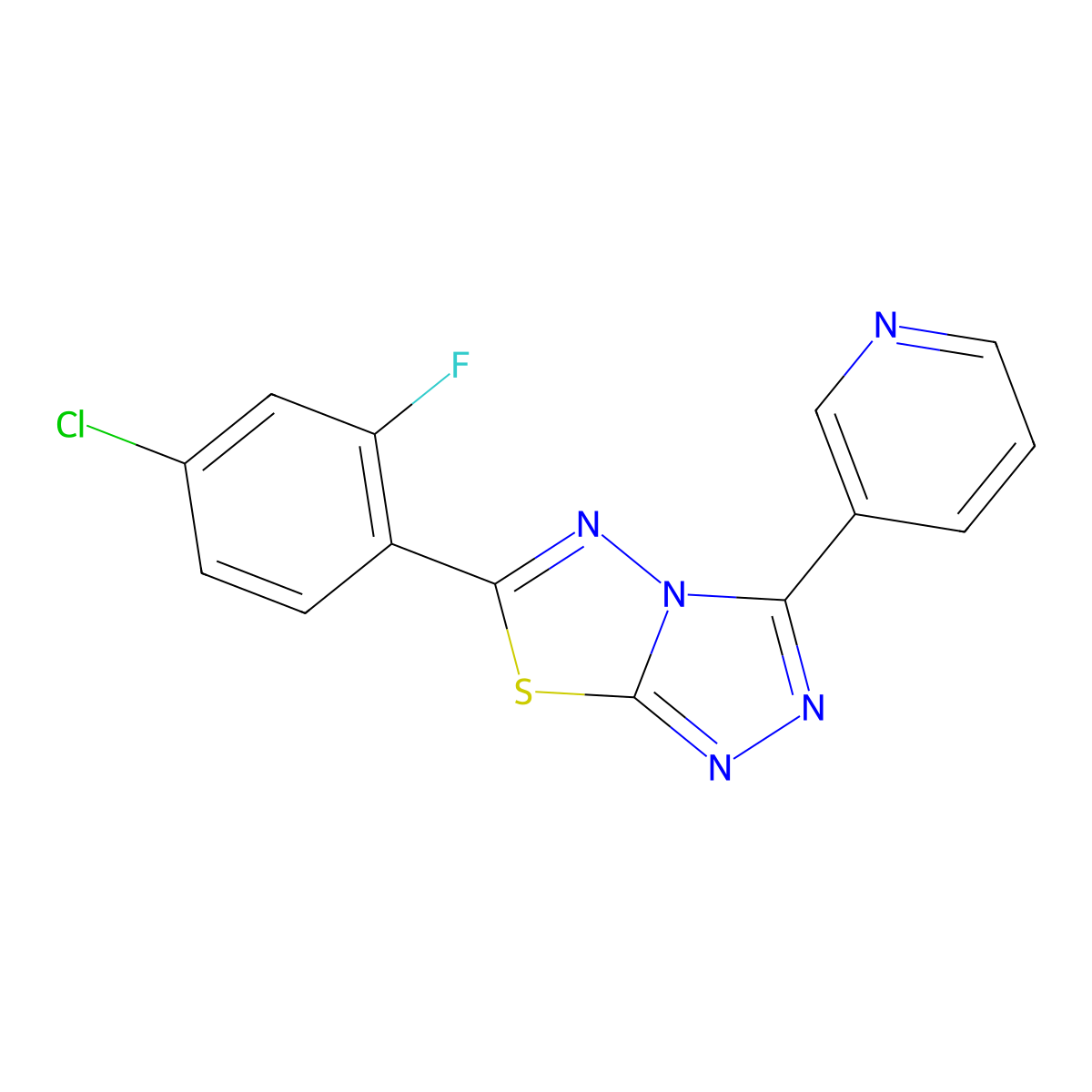 6-(4-Chloro-2-fluorophenyl)-3-(pyridin-3-yl)[1,2,4]triazolo[3,4-b][1,3,4]thiadiazole molecular structure, CAS 1190247-18-7