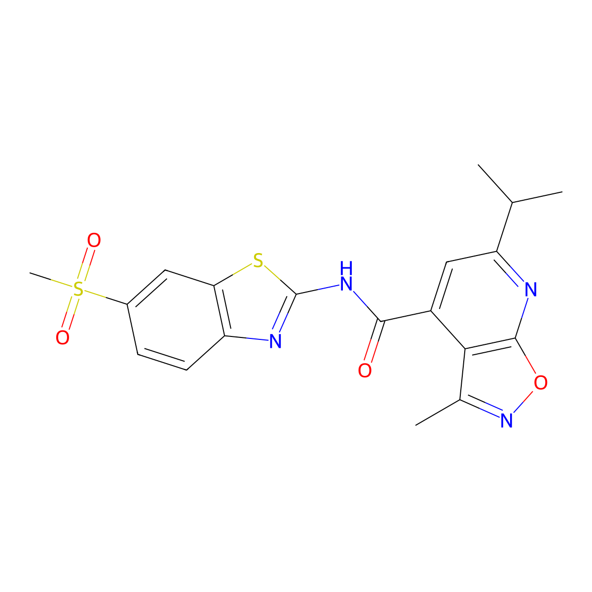 3-methyl-N-[(2Z)-6-(methylsulfonyl)-1,3-benzothiazol-2(3H)-ylidene]-6-(propan-2-yl)[1,2]oxazolo[5,4-b]pyridine-4-carboxamide molecular structure, CAS 1190247-25-6