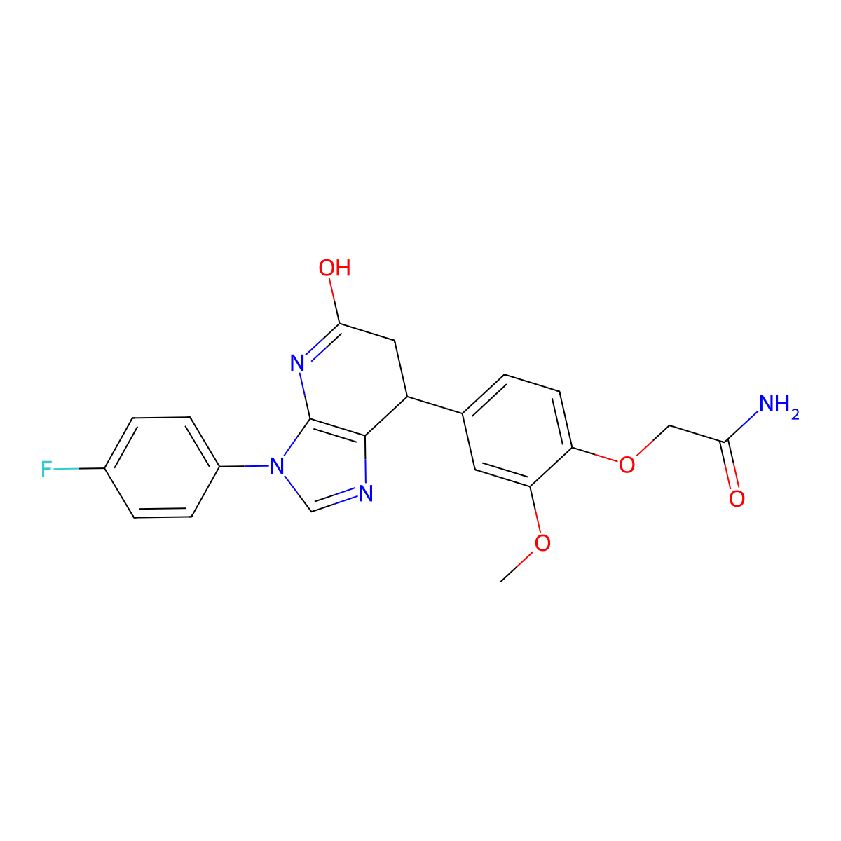 2-{4-[3-(4-fluorophenyl)-5-hydroxy-6,7-dihydro-3H-imidazo[4,5-b]pyridin-7-yl]-2-methoxyphenoxy}acetamide molecular structure, CAS 1190247-26-7
