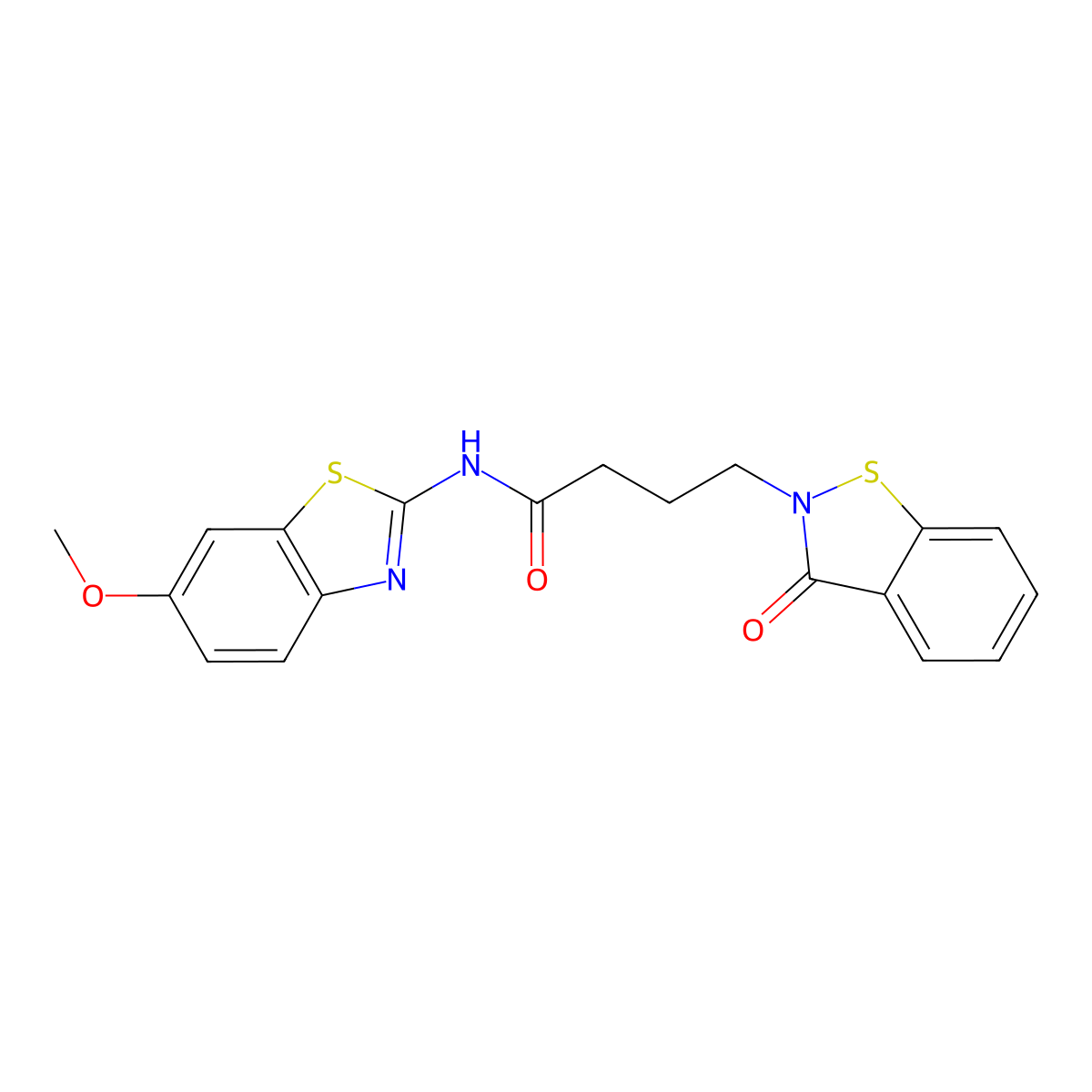 N-[(2Z)-6-methoxy-1,3-benzothiazol-2(3H)-ylidene]-4-(3-oxo-1,2-benzothiazol-2(3H)-yl)butanamide molecular structure, CAS 1190247-45-0
