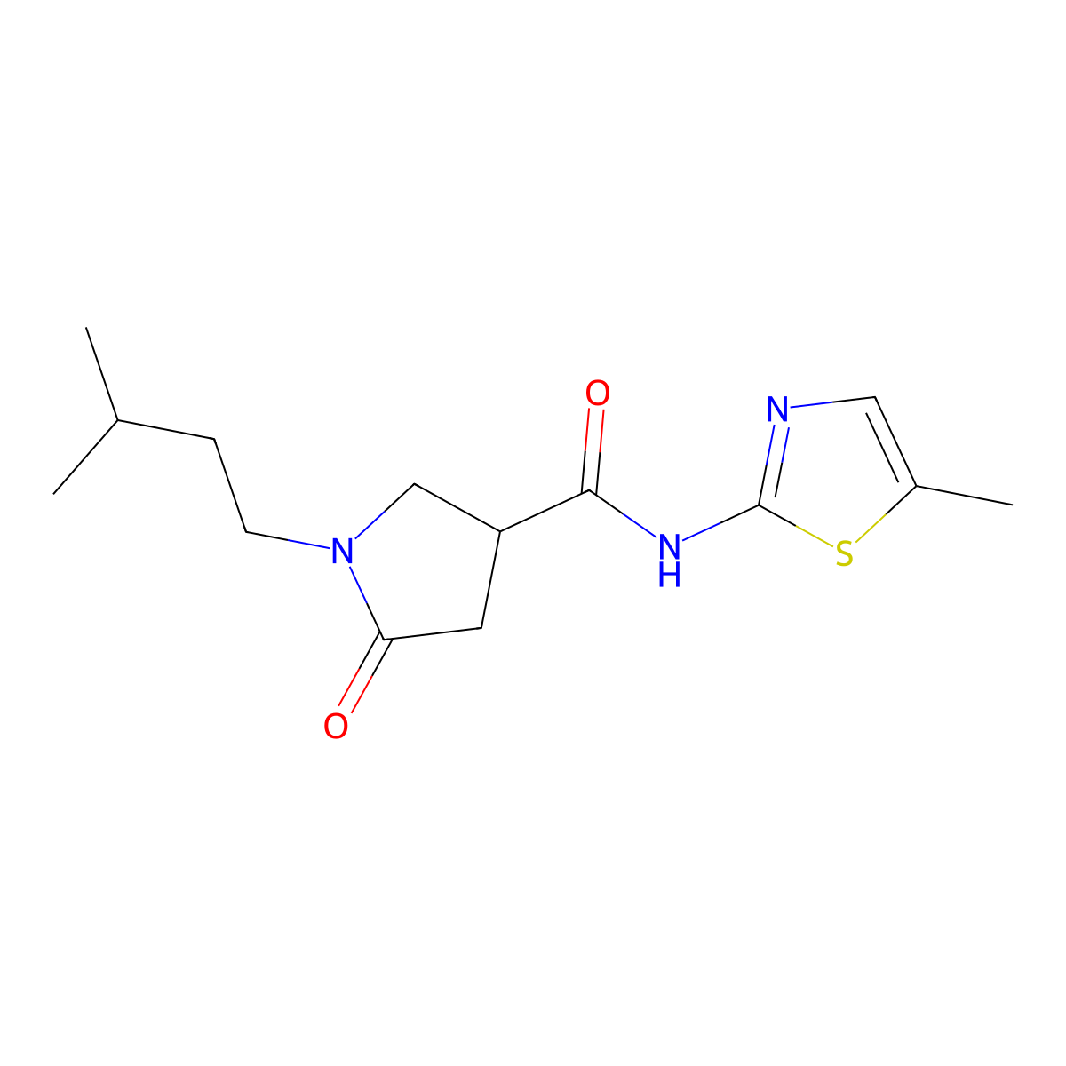 1-(3-methylbutyl)-N-(5-methyl-1,3-thiazol-2-yl)-5-oxopyrrolidine-3-carboxamide molecular structure, CAS 1190247-56-3