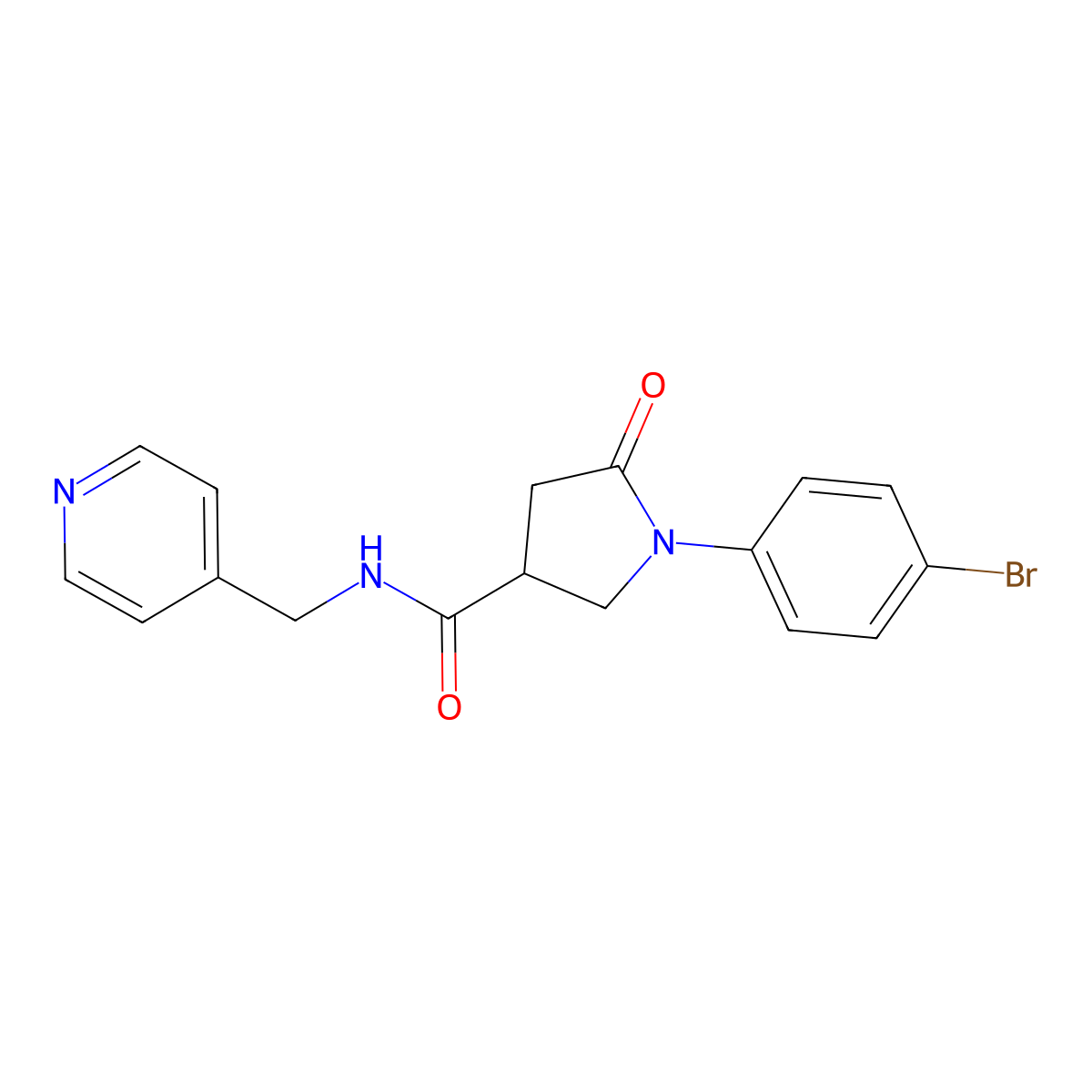 1-(4-bromophenyl)-5-oxo-N-(pyridin-4-ylmethyl)pyrrolidine-3-carboxamide molecular structure, CAS 1190247-97-2
