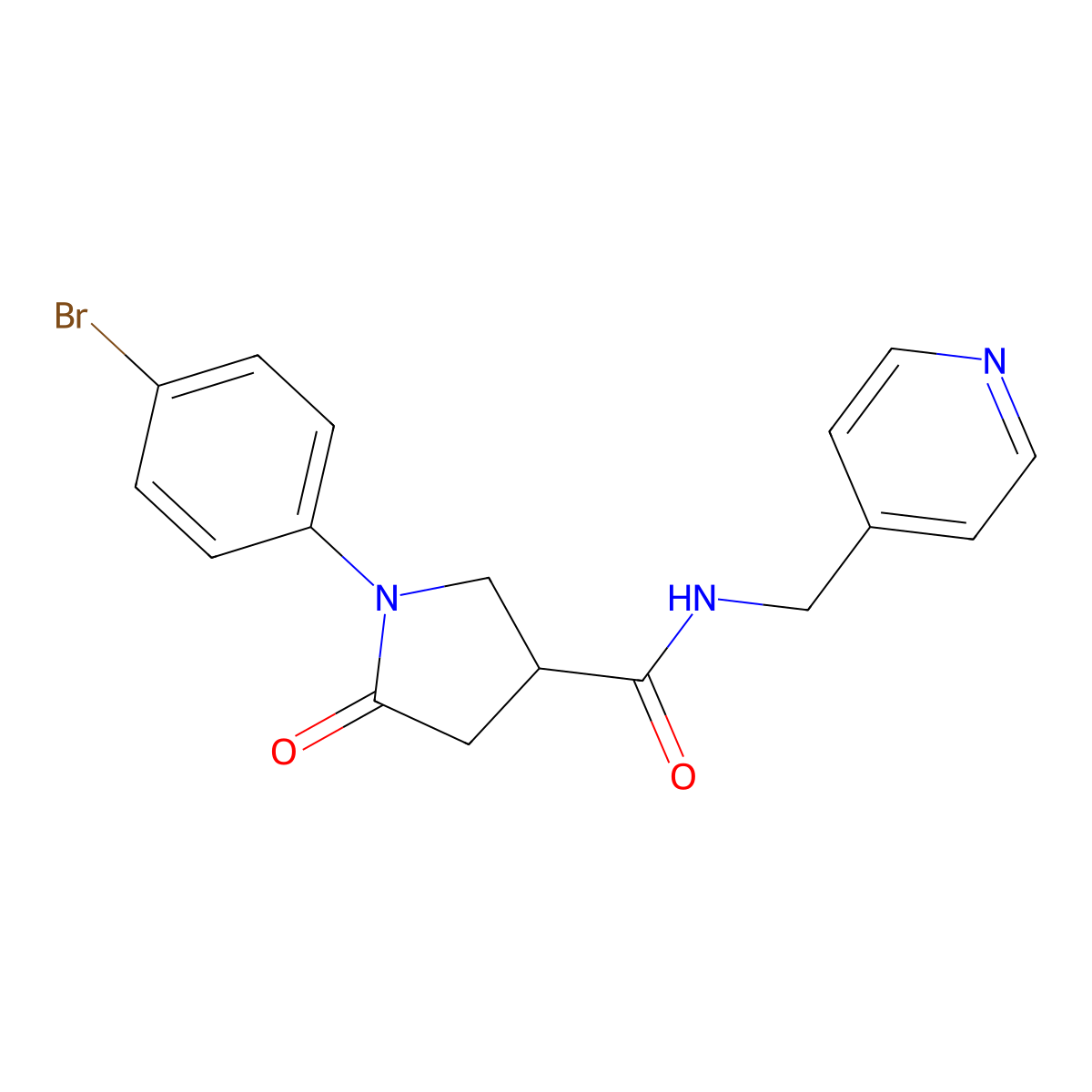 1-(4-bromophenyl)-5-oxo-N-(pyridin-4-ylmethyl)pyrrolidine-3-carboxamide molecular structure, CAS 1190247-97-2