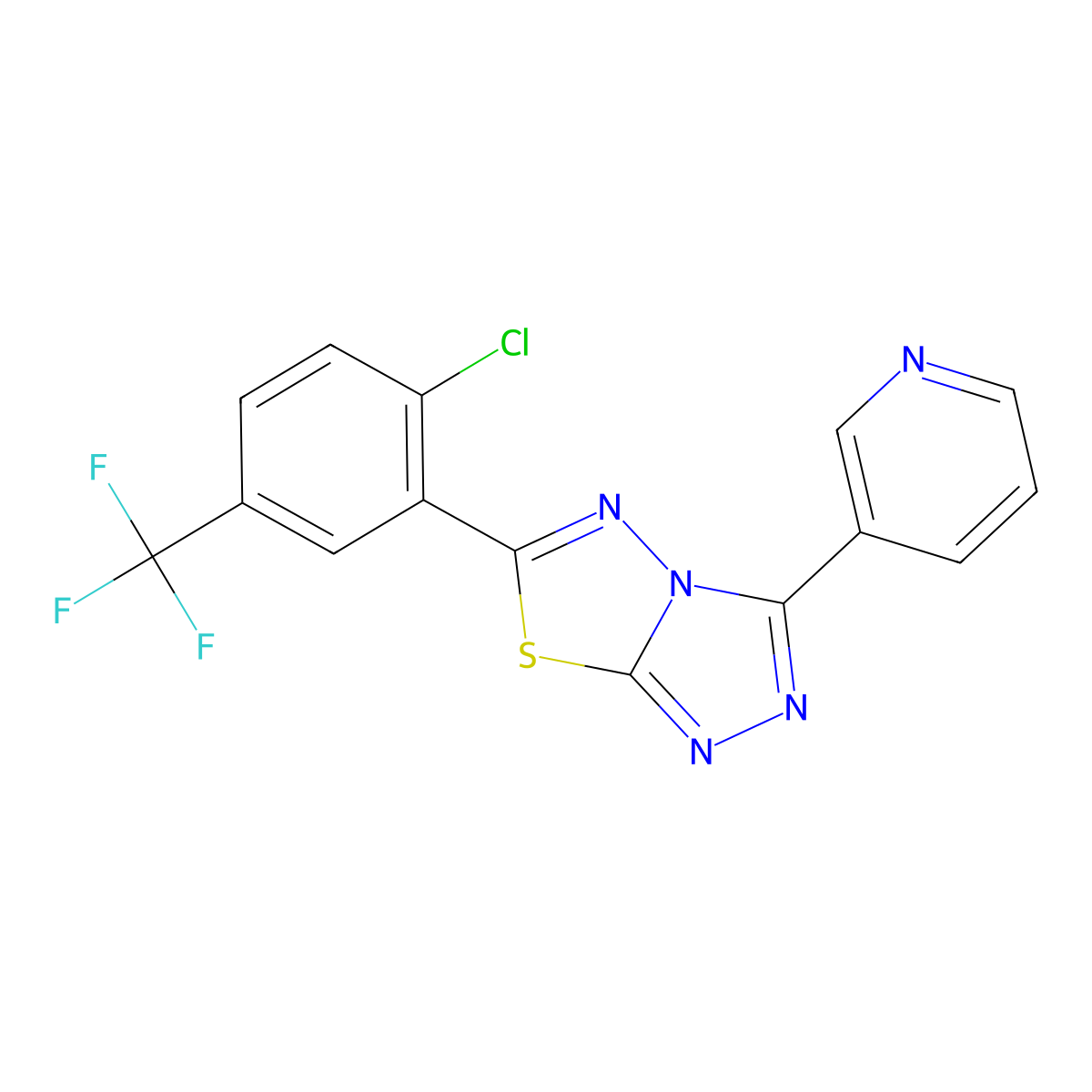 6-[2-Chloro-5-(trifluoromethyl)phenyl]-3-(pyridin-3-yl)[1,2,4]triazolo[3,4-b][1,3,4]thiadiazole molecular structure, CAS 1190248-18-0