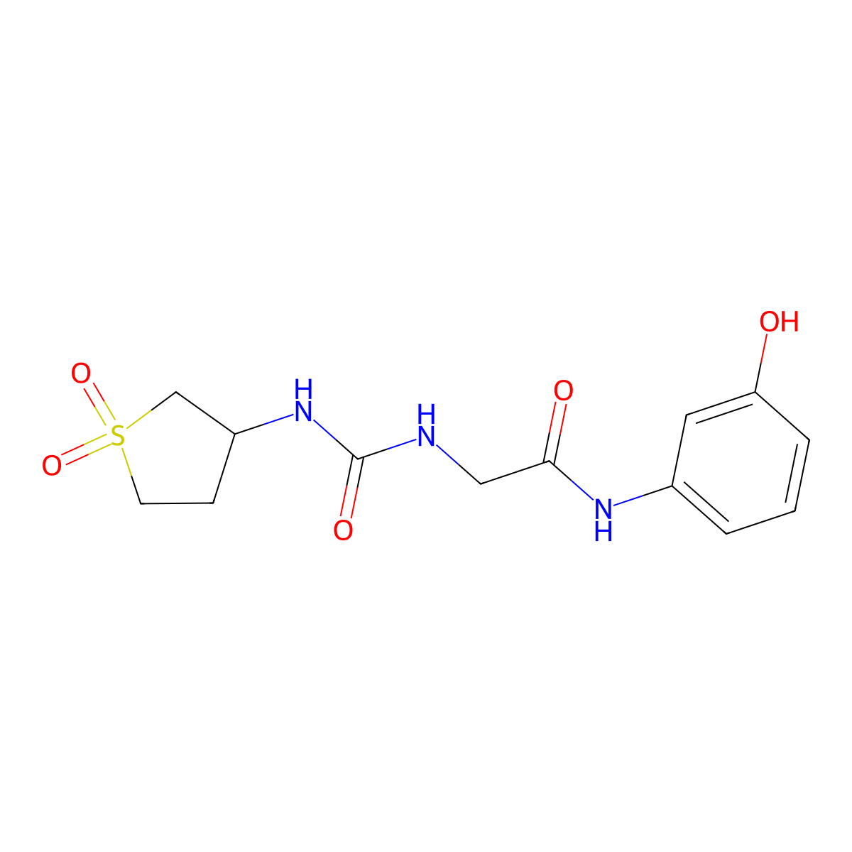 N~2~-[(1,1-dioxidotetrahydrothiophen-3-yl)carbamoyl]-N-(3-hydroxyphenyl)glycinamide molecular structure, CAS 1190248-24-8