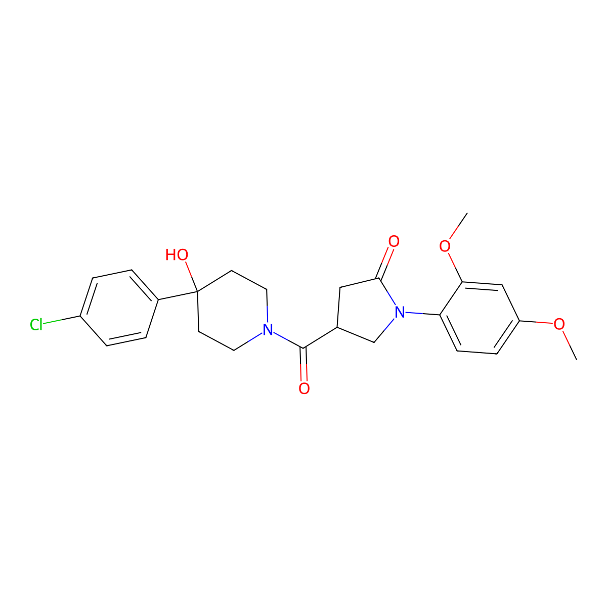 4-{[4-(4-Chlorophenyl)-4-hydroxypiperidin-1-yl]carbonyl}-1-(2,4-dimethoxyphenyl)pyrrolidin-2-one molecular structure, CAS 1190248-52-2