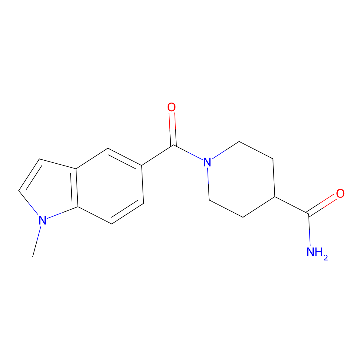 1-[(1-methyl-1H-indol-5-yl)carbonyl]piperidine-4-carboxamide molecular structure, CAS 1190248-54-4