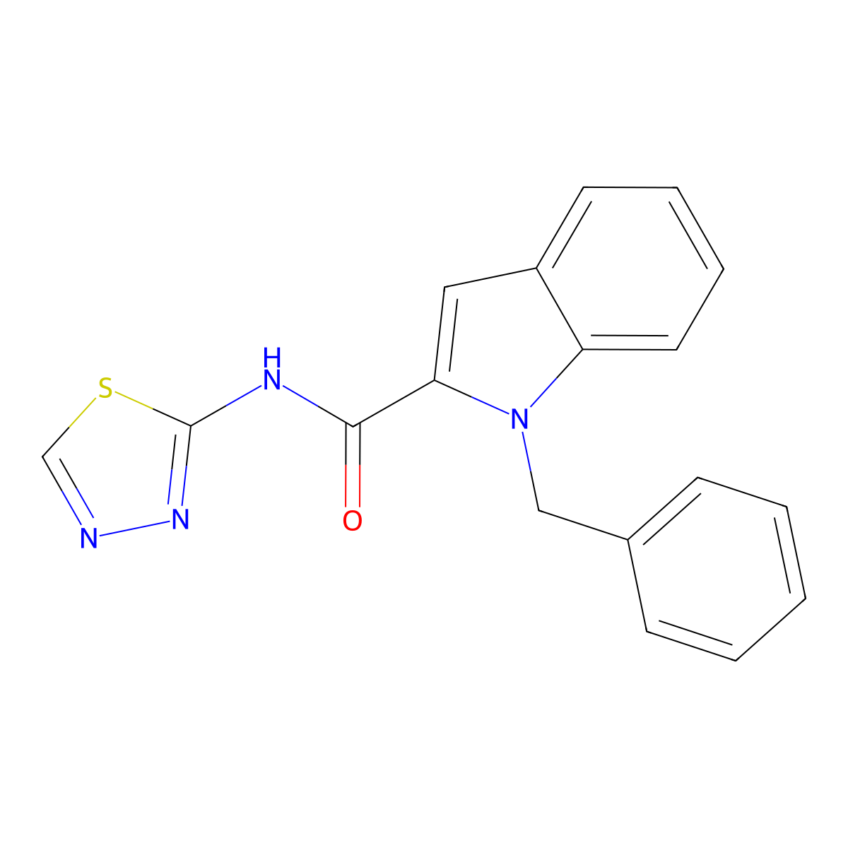1-benzyl-N-(1,3,4-thiadiazol-2-yl)-1H-indole-2-carboxamide molecular structure, CAS 1190248-56-6