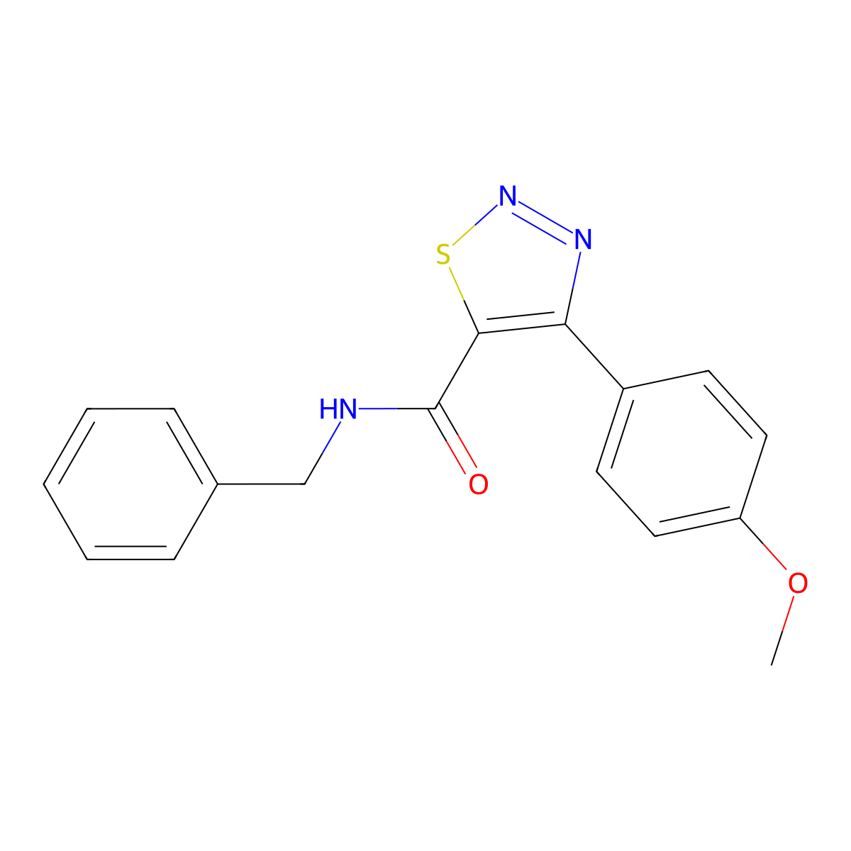 N-benzyl-4-(4-methoxyphenyl)-1,2,3-thiadiazole-5-carboxamide molecular structure, CAS 1190248-58-8