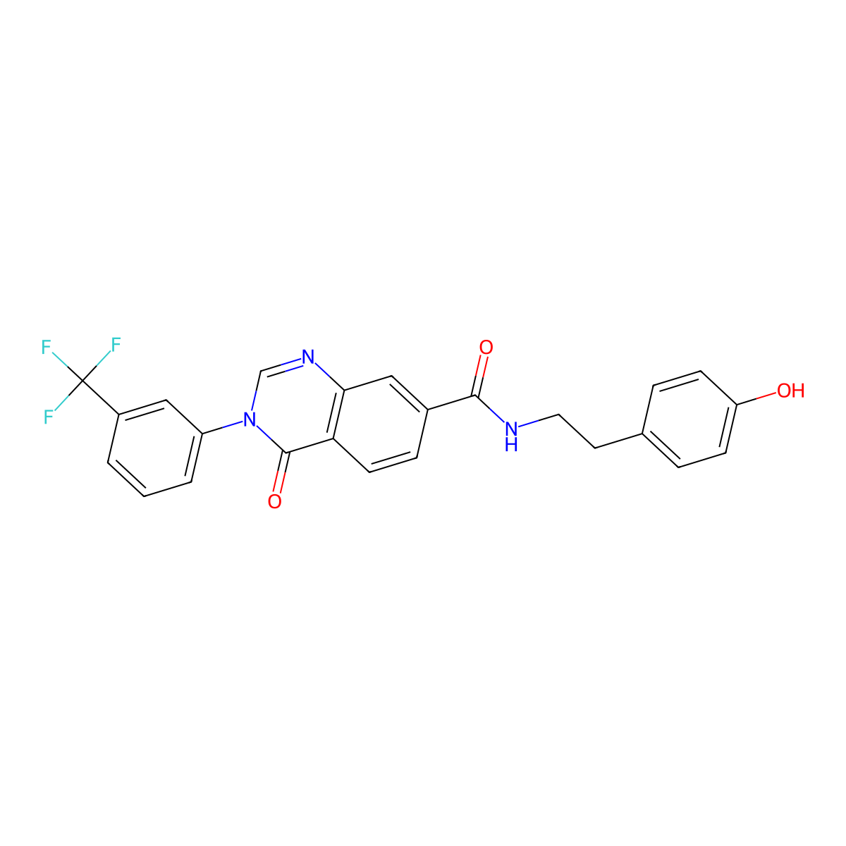 N-[2-(4-hydroxyphenyl)ethyl]-4-oxo-3-[3-(trifluoromethyl)phenyl]-3,4-dihydroquinazoline-7-carboxamide molecular structure, CAS 1190248-63-5