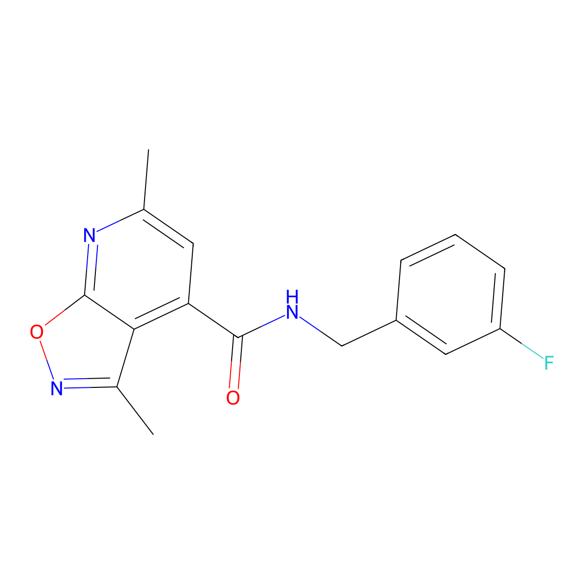 N-(3-fluorobenzyl)-3,6-dimethylisoxazolo[5,4-b]pyridine-4-carboxamide molecular structure, CAS 1190248-73-7