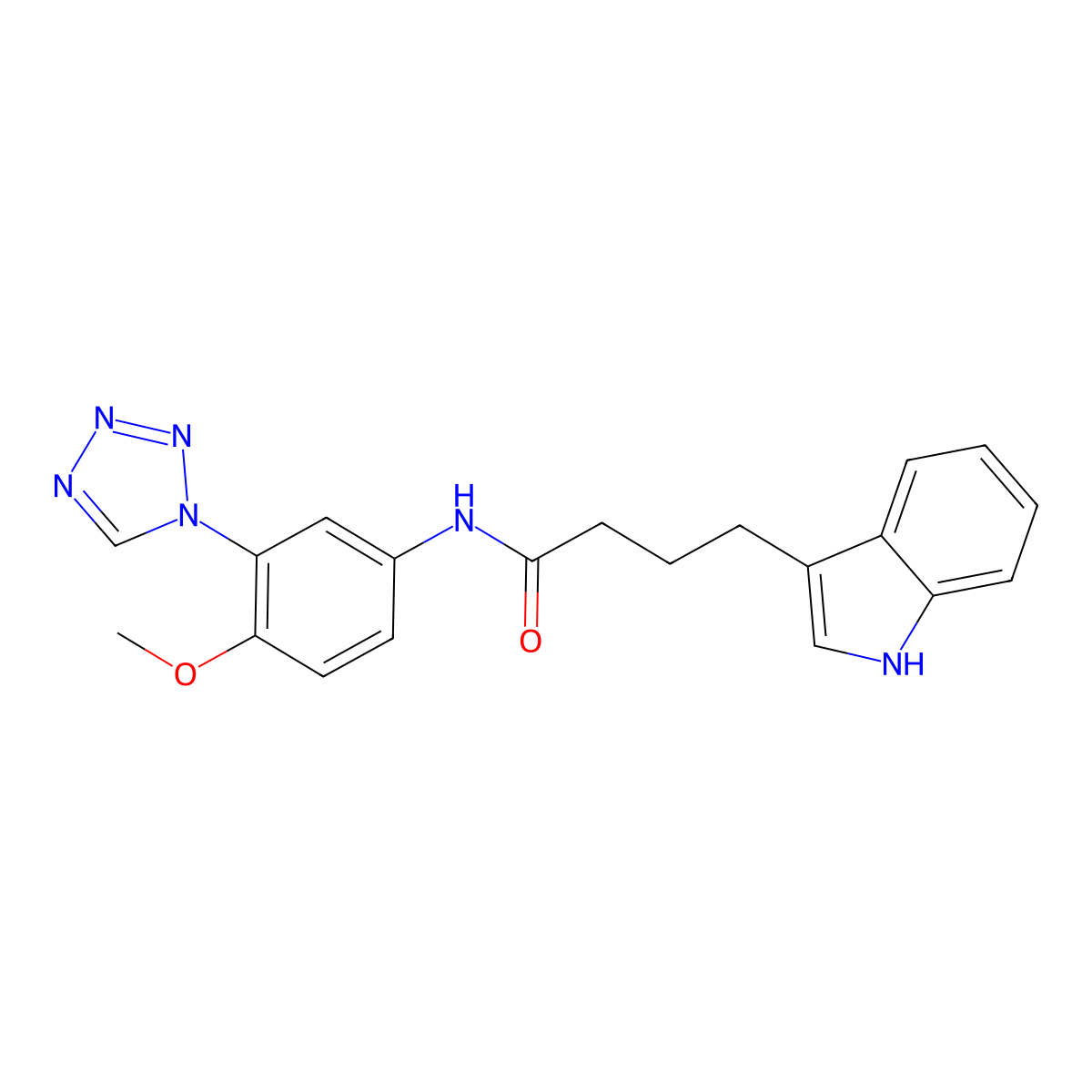 4-(1H-indol-3-yl)-N-[4-methoxy-3-(1H-tetrazol-1-yl)phenyl]butanamide molecular structure, CAS 1190248-76-0
