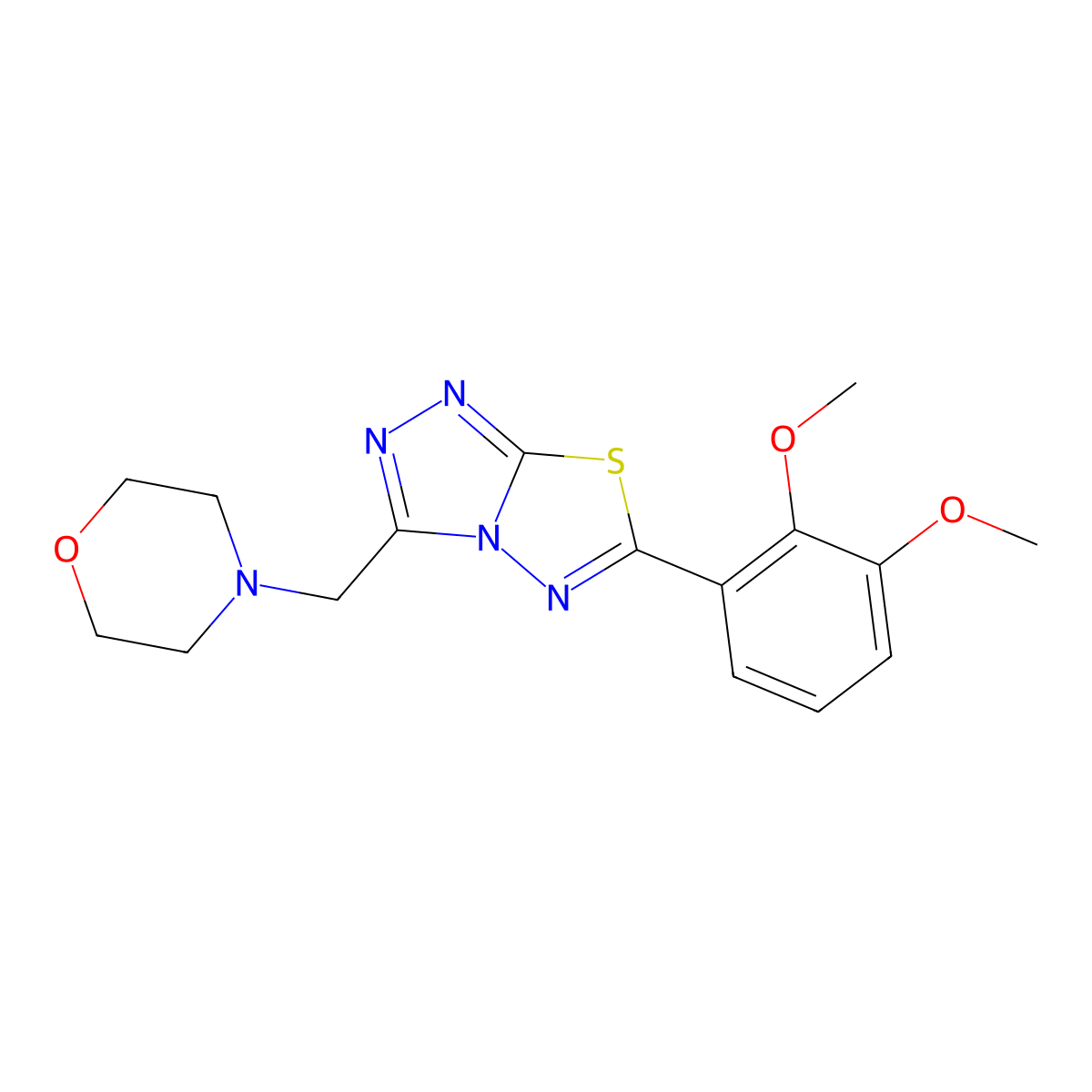 6-(2,3-Dimethoxyphenyl)-3-(4-morpholinylmethyl)[1,2,4]triazolo[3,4-b][1,3,4]thiadiazole molecular structure, CAS 1190248-79-3