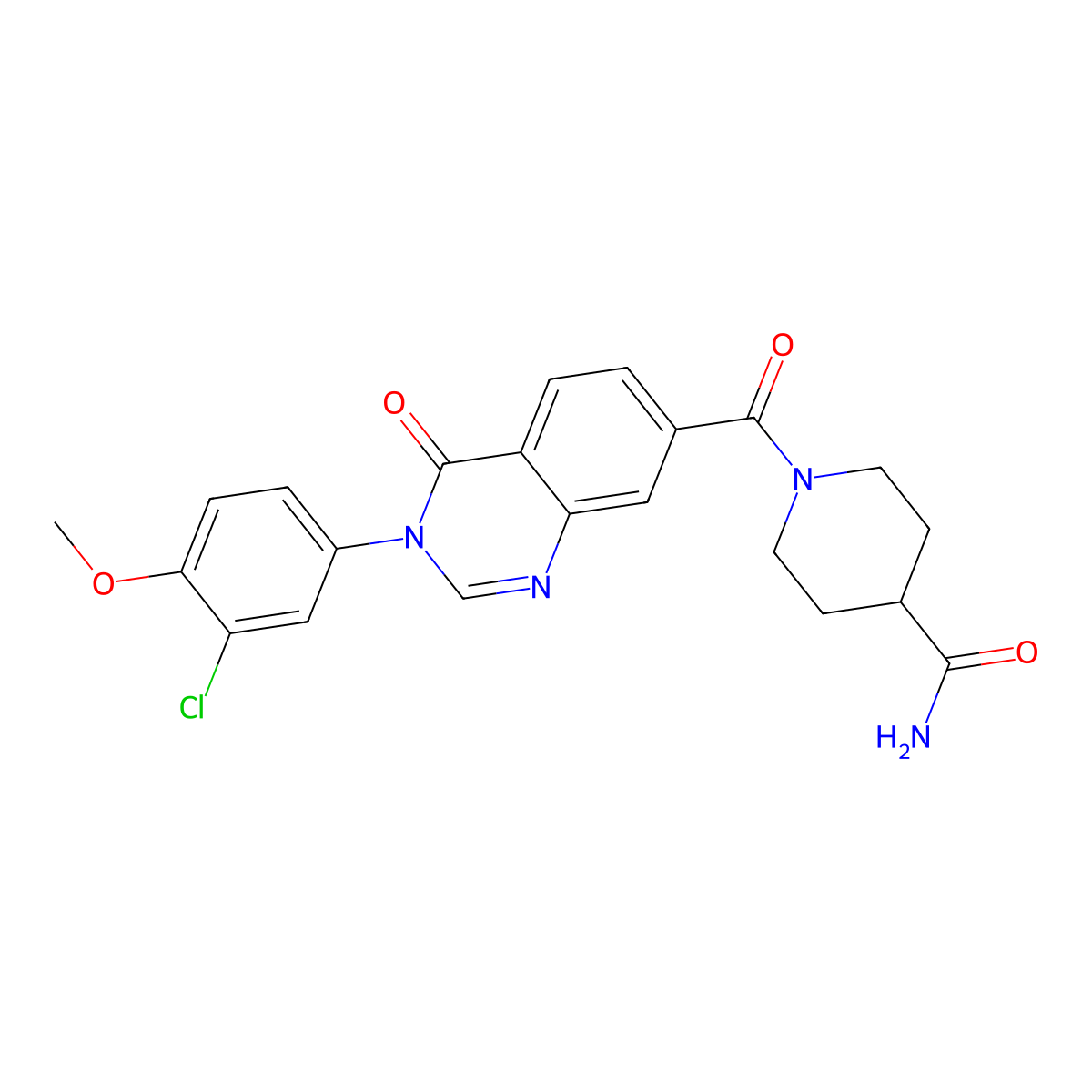 1-{[3-(3-Chloro-4-methoxyphenyl)-4-oxo-3,4-dihydroquinazolin-7-yl]carbonyl}piperidine-4-carboxamide molecular structure, CAS 1190248-80-6