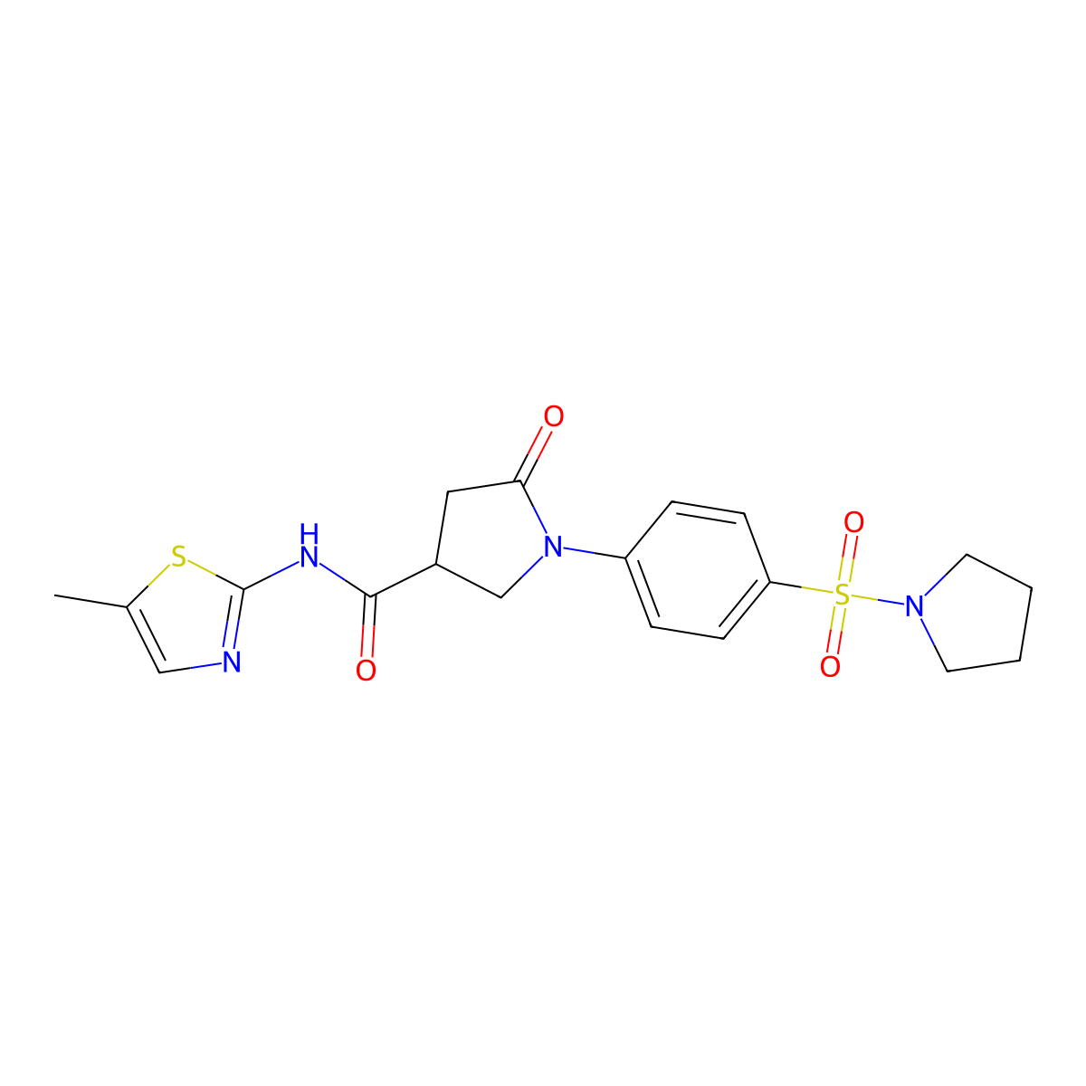 N-(5-methyl-1,3-thiazol-2-yl)-5-oxo-1-[4-(pyrrolidin-1-ylsulfonyl)phenyl]pyrrolidine-3-carboxamide molecular structure, CAS 1190248-82-8