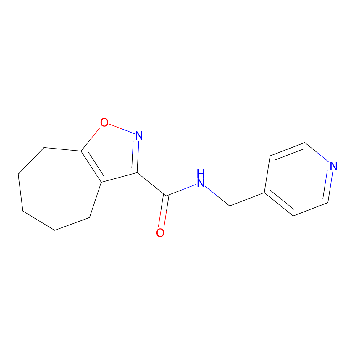 N-(4-pyridylmethyl)-5,6,7,8-tetrahydro-4H-cyclohepta[d]isoxazole-3-carboxamide molecular structure, CAS 1190248-89-5