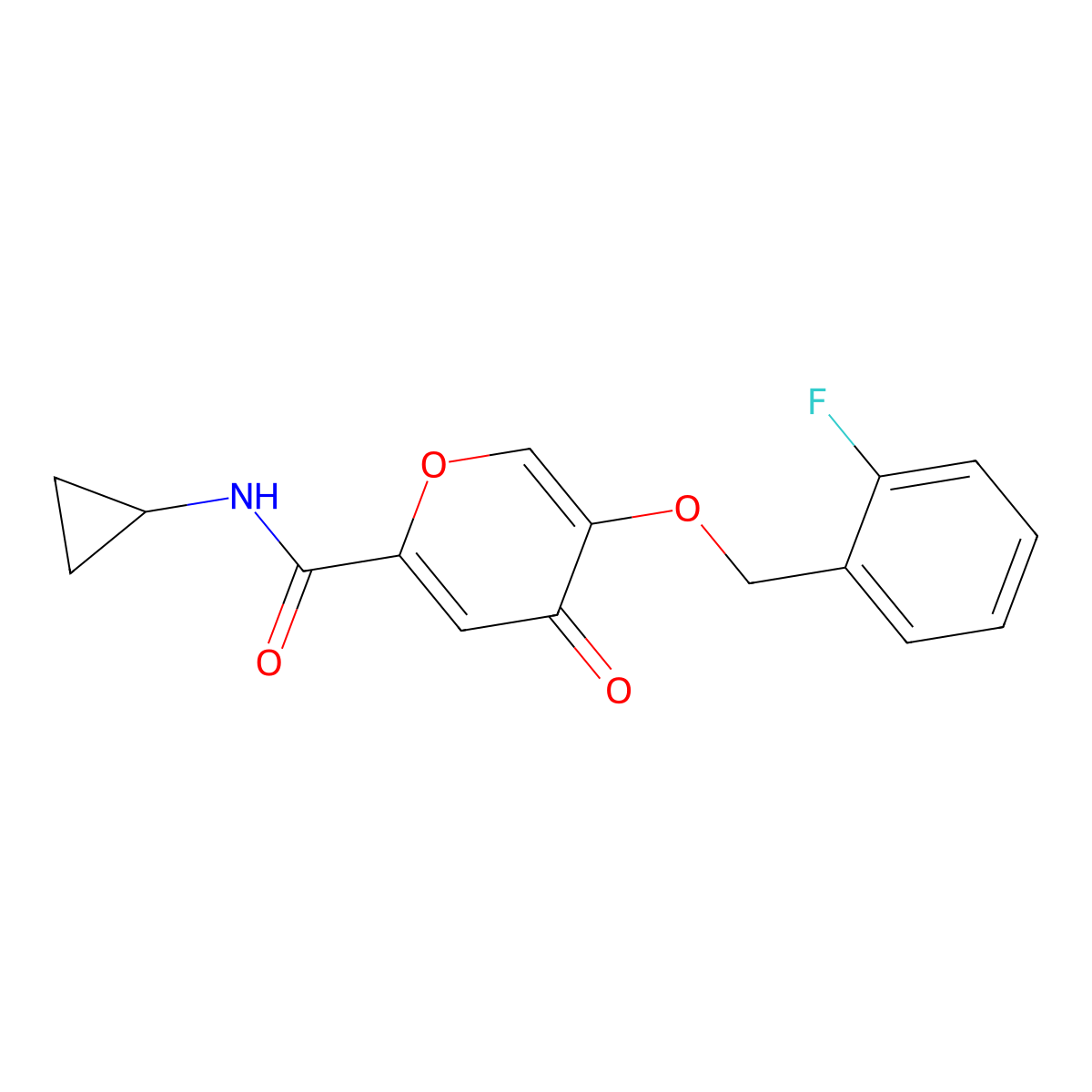 N-cyclopropyl-5-[(2-fluorobenzyl)oxy]-4-oxo-4H-pyran-2-carboxamide molecular structure, CAS 1190249-11-6