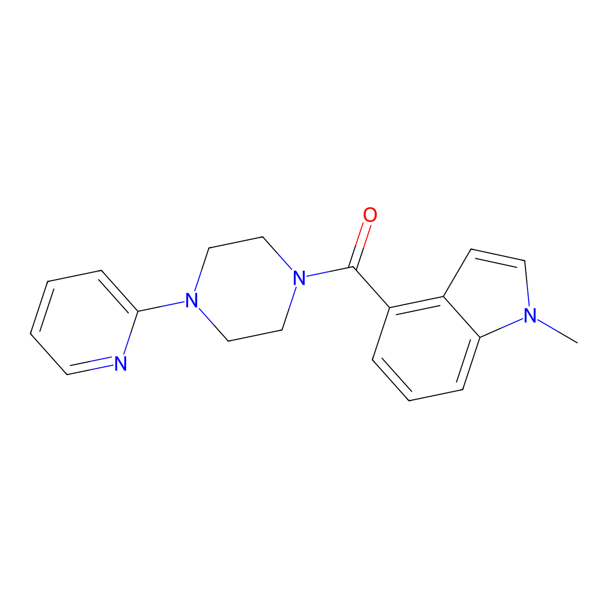 (1-methyl-1H-indol-4-yl)[4-(pyridin-2-yl)piperazin-1-yl]methanone molecular structure, CAS 1190249-24-1
