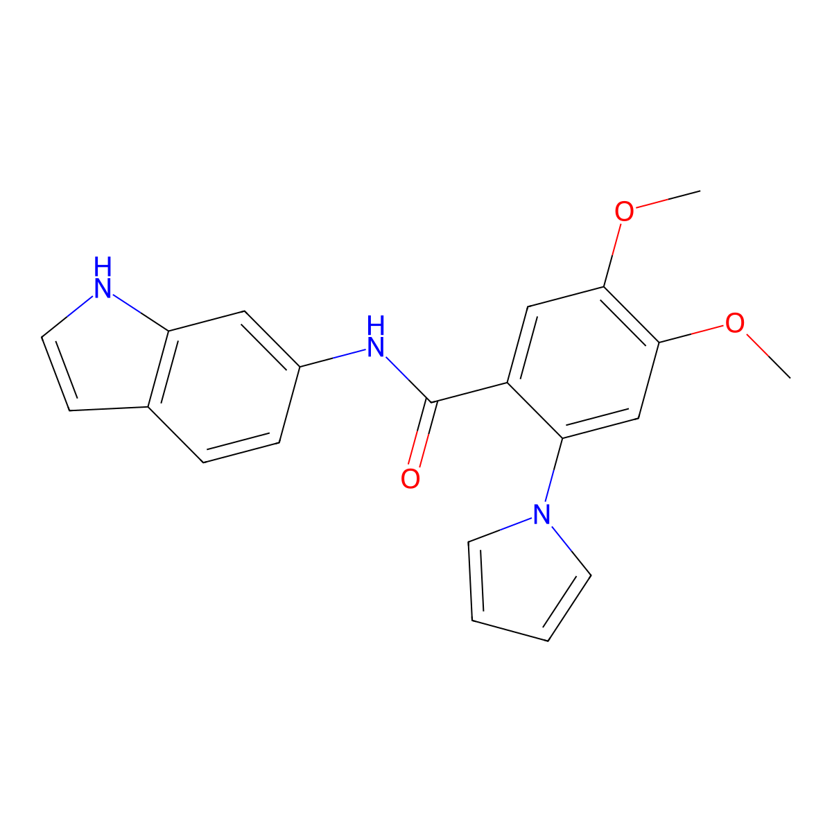 N-(1H-indol-6-yl)-4,5-dimethoxy-2-(1H-pyrrol-1-yl)benzamide molecular structure, CAS 1190249-33-2