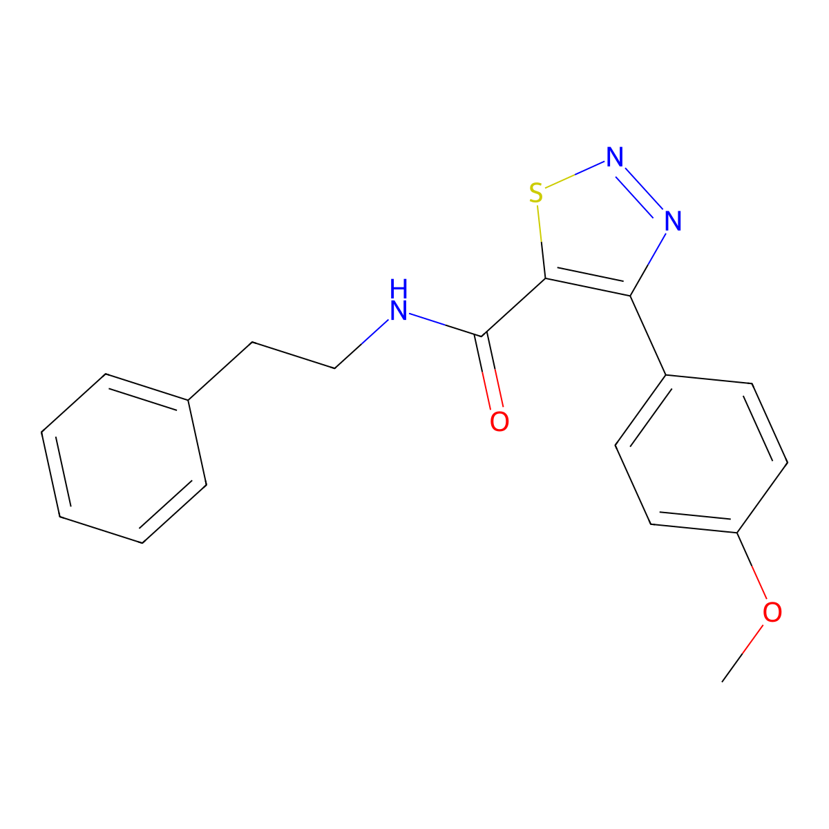 4-(4-methoxyphenyl)-N-(2-phenylethyl)-1,2,3-thiadiazole-5-carboxamide molecular structure, CAS 1190249-48-9
