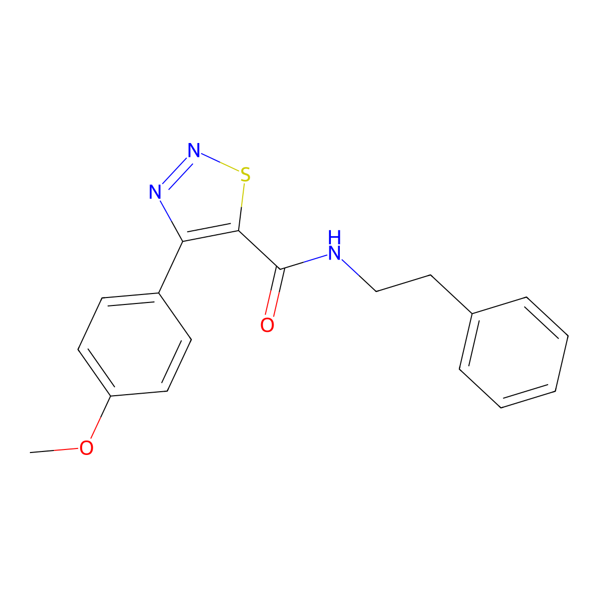 4-(4-methoxyphenyl)-N-(2-phenylethyl)-1,2,3-thiadiazole-5-carboxamide molecular structure, CAS 1190249-48-9