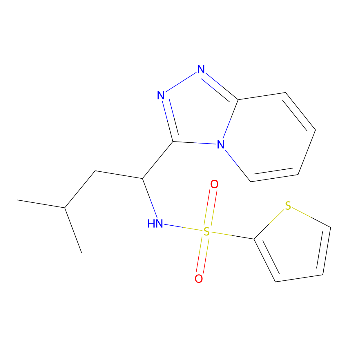 N-[3-methyl-1-([1,2,4]triazolo[4,3-a]pyridin-3-yl)butyl]thiophene-2-sulfonamide molecular structure, CAS 1190249-50-3
