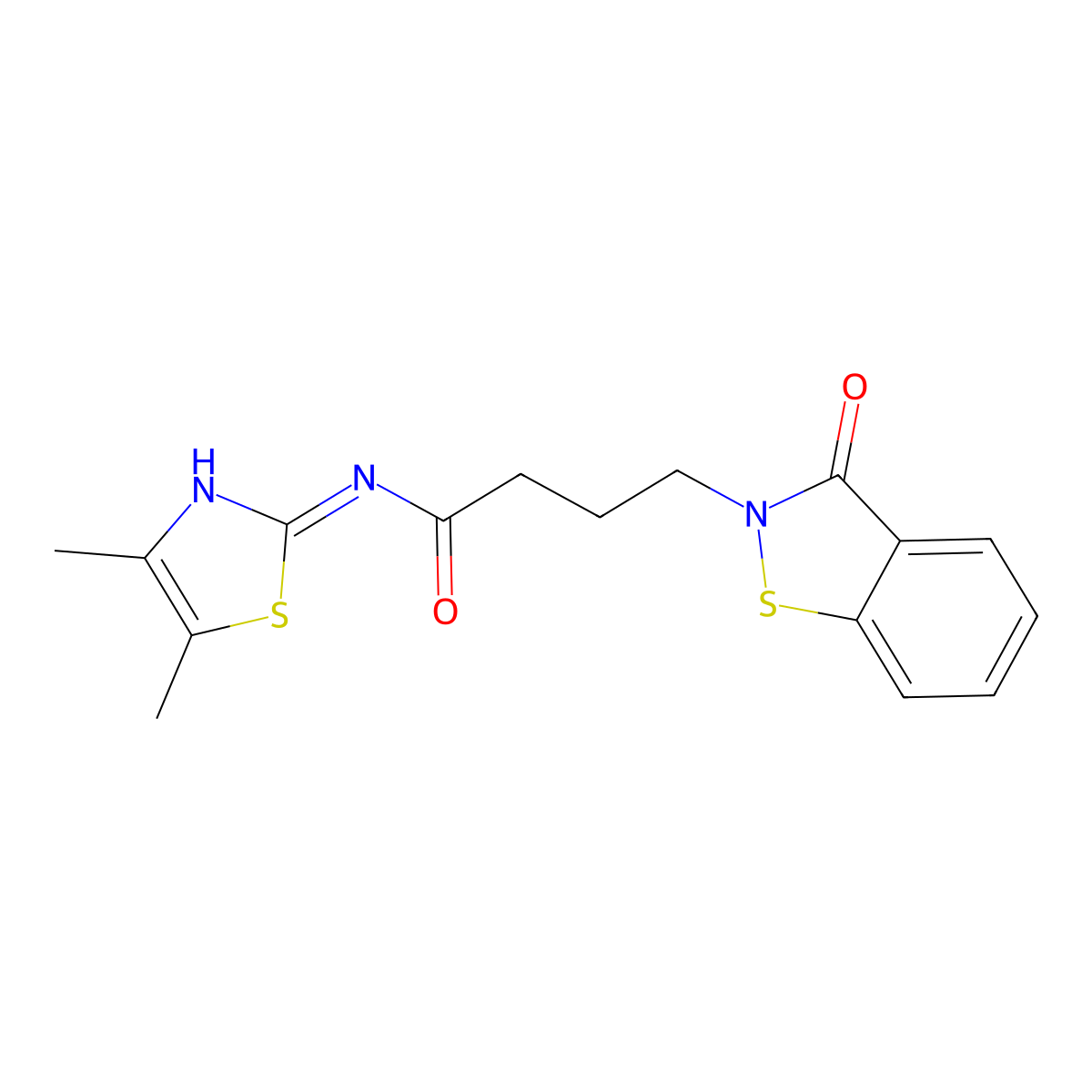 N-[(2Z)-4,5-dimethyl-1,3-thiazol-2(3H)-ylidene]-4-(3-oxo-1,2-benzothiazol-2(3H)-yl)butanamide molecular structure, CAS 1190249-52-5
