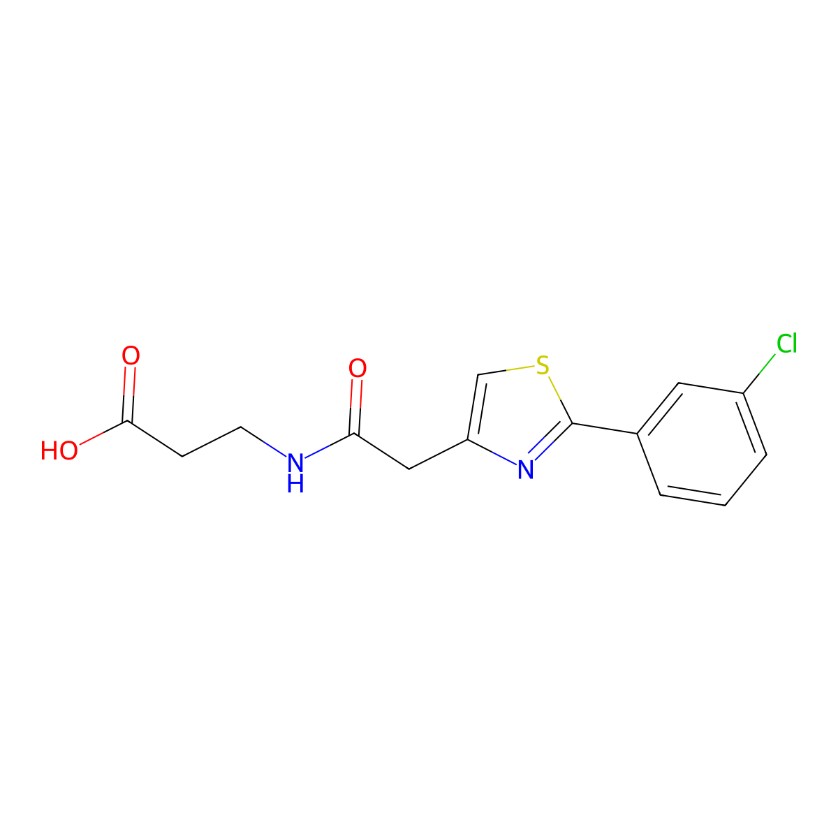 N-{[2-(3-chlorophenyl)-1,3-thiazol-4-yl]acetyl}-beta-alanine molecular structure, CAS 1190249-53-6