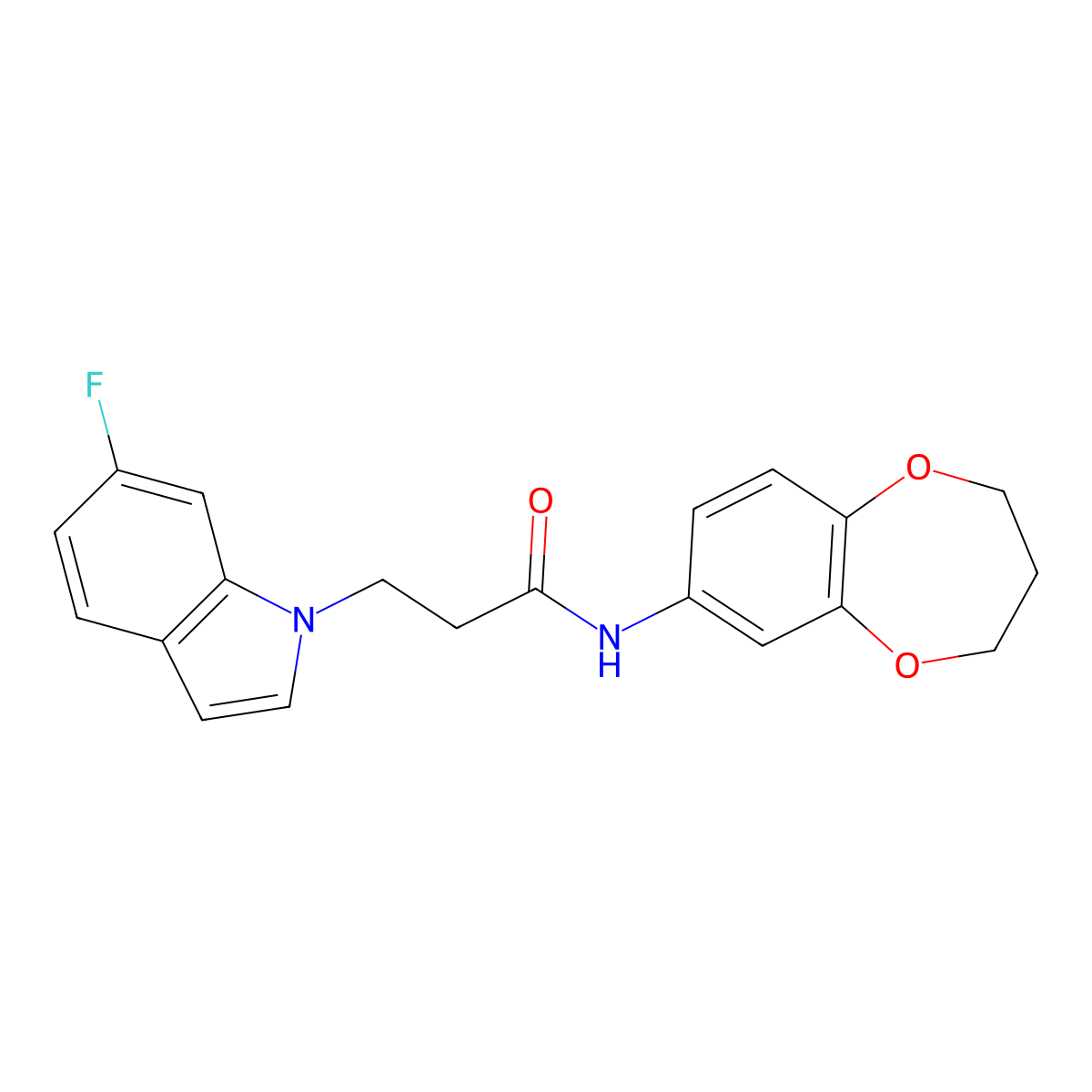 N-(3,4-dihydro-2H-1,5-benzodioxepin-7-yl)-3-(6-fluoro-1H-indol-1-yl)propanamide molecular structure, CAS 1190249-67-2