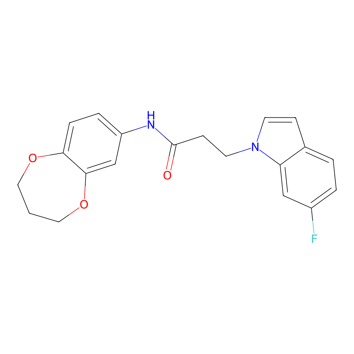N-(3,4-dihydro-2H-1,5-benzodioxepin-7-yl)-3-(6-fluoro-1H-indol-1-yl)propanamide molecular structure, CAS 1190249-67-2