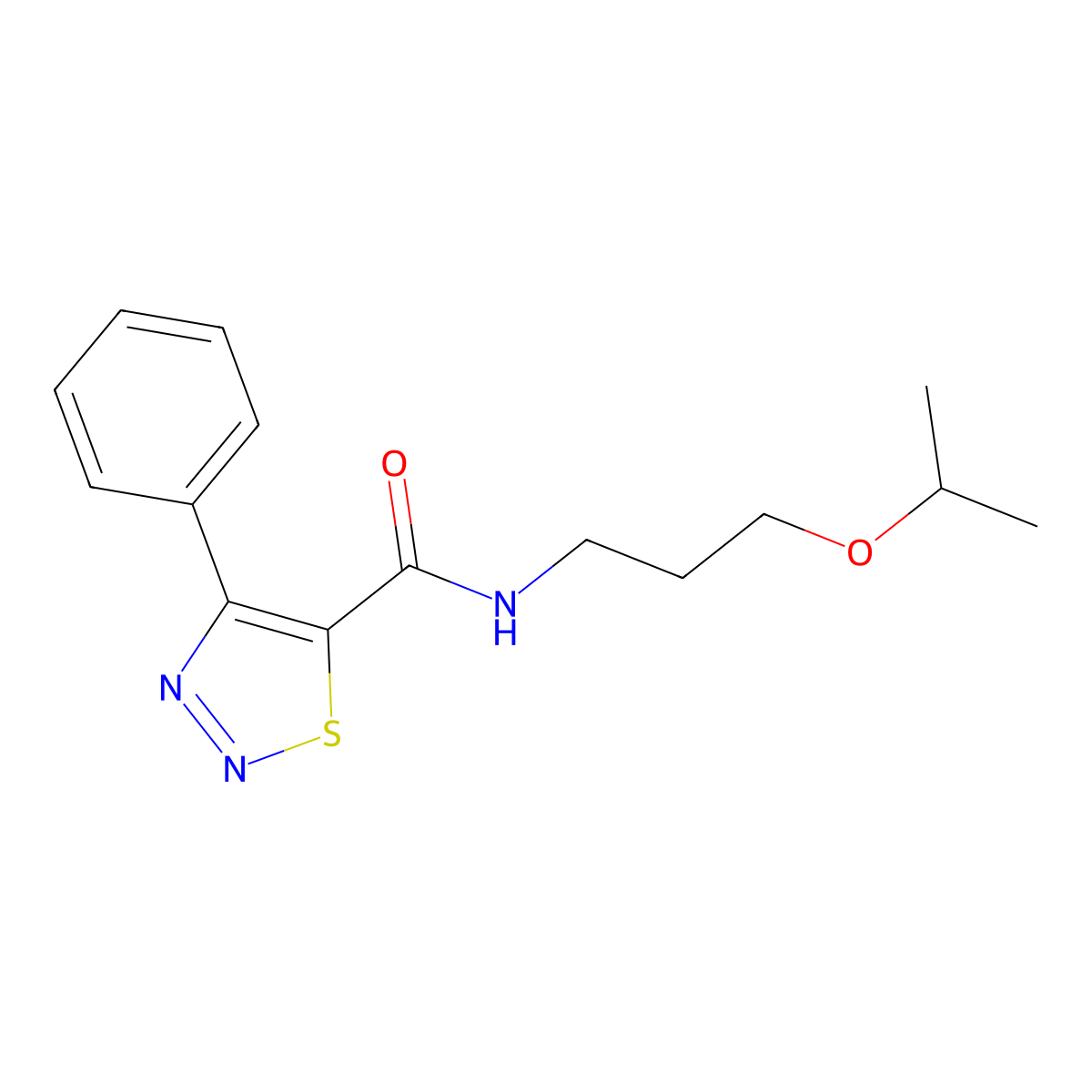 4-phenyl-N-[3-(propan-2-yloxy)propyl]-1,2,3-thiadiazole-5-carboxamide molecular structure, CAS 1190249-89-8