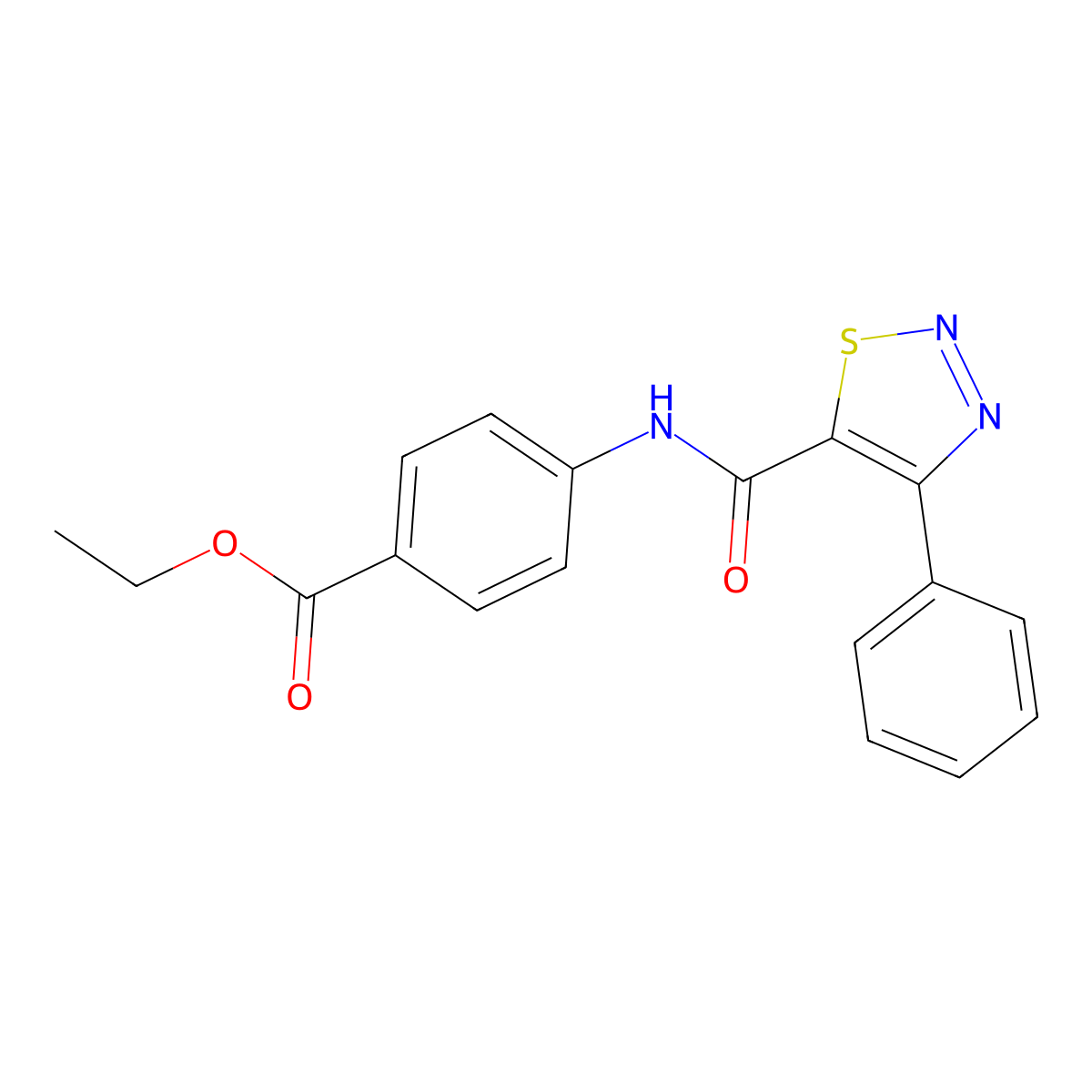 Ethyl 4-{[(4-phenyl-1,2,3-thiadiazol-5-yl)carbonyl]amino}benzoate molecular structure, CAS 1190249-93-4