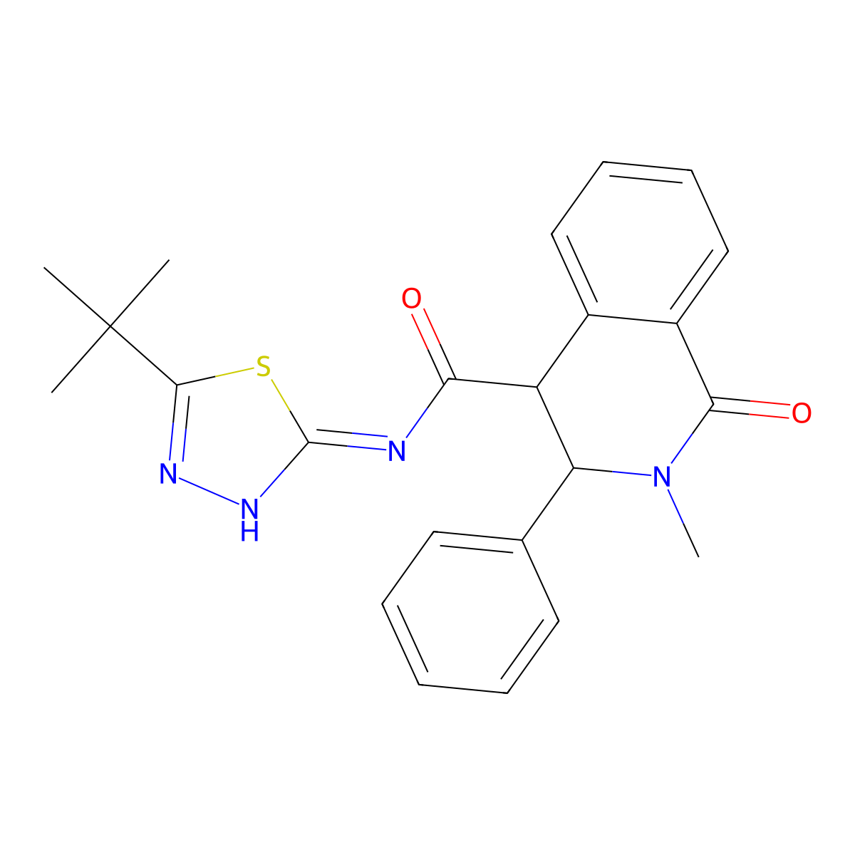 N-[(2Z)-5-tert-butyl-1,3,4-thiadiazol-2(3H)-ylidene]-2-methyl-1-oxo-3-phenyl-1,2,3,4-tetrahydroisoquinoline-4-carboxamide molecular structure, CAS 1190249-98-9