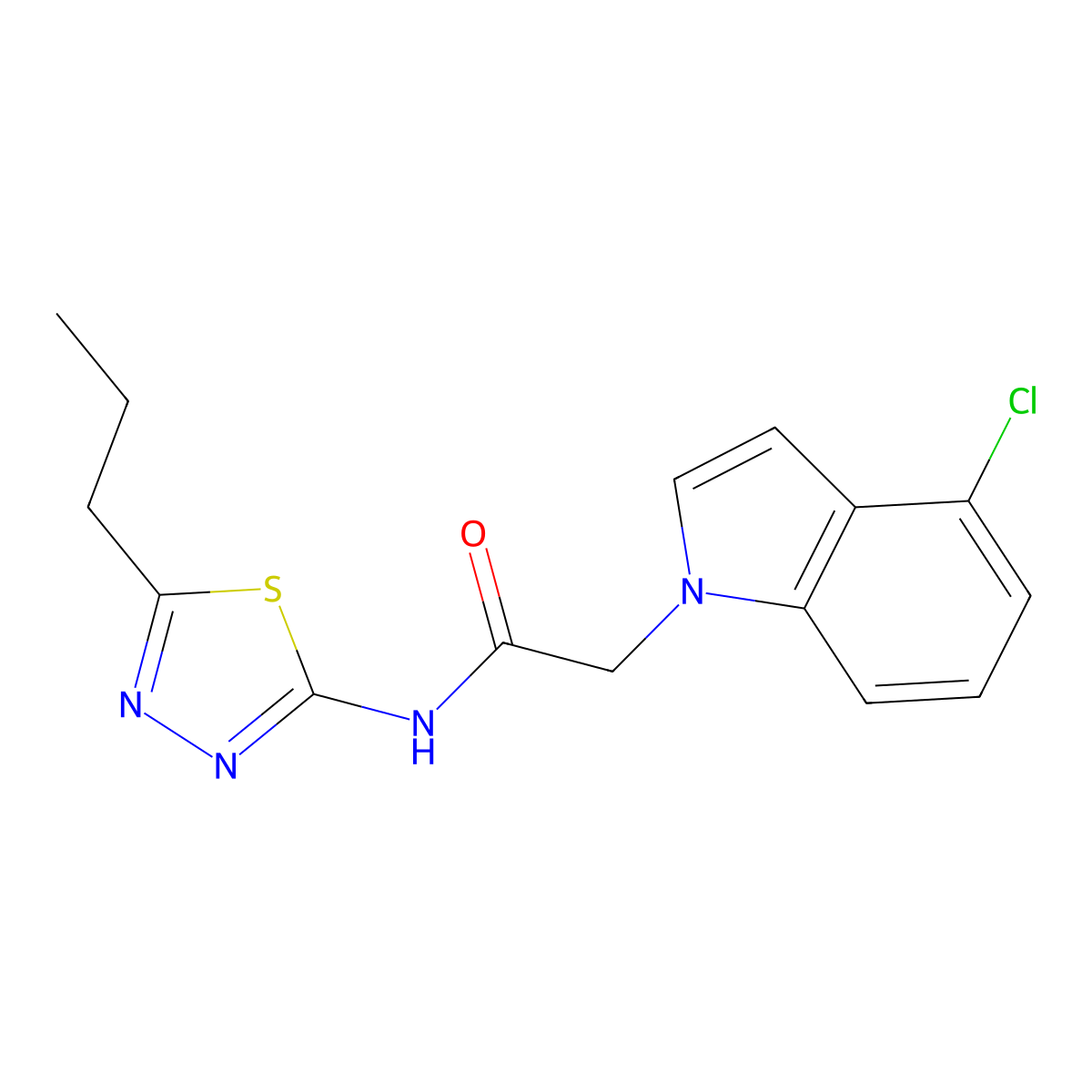 2-(4-chloro-1H-indol-1-yl)-N-(5-propyl-1,3,4-thiadiazol-2-yl)acetamide molecular structure, CAS 1190250-16-8