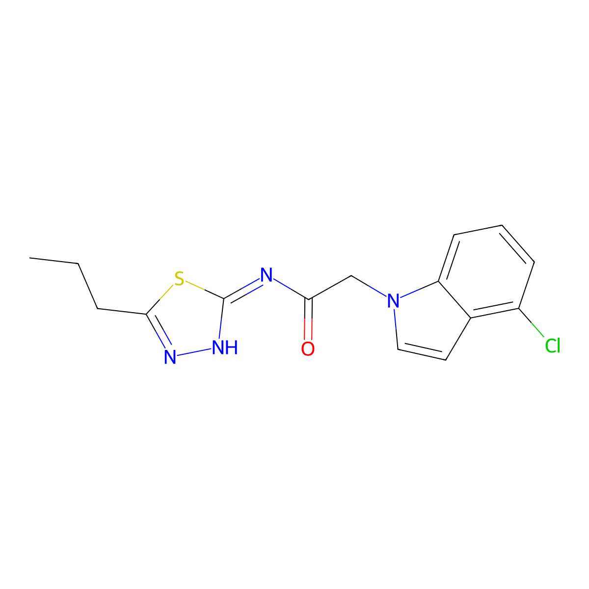 2-(4-chloro-1H-indol-1-yl)-N-(5-propyl-1,3,4-thiadiazol-2-yl)acetamide molecular structure, CAS 1190250-16-8