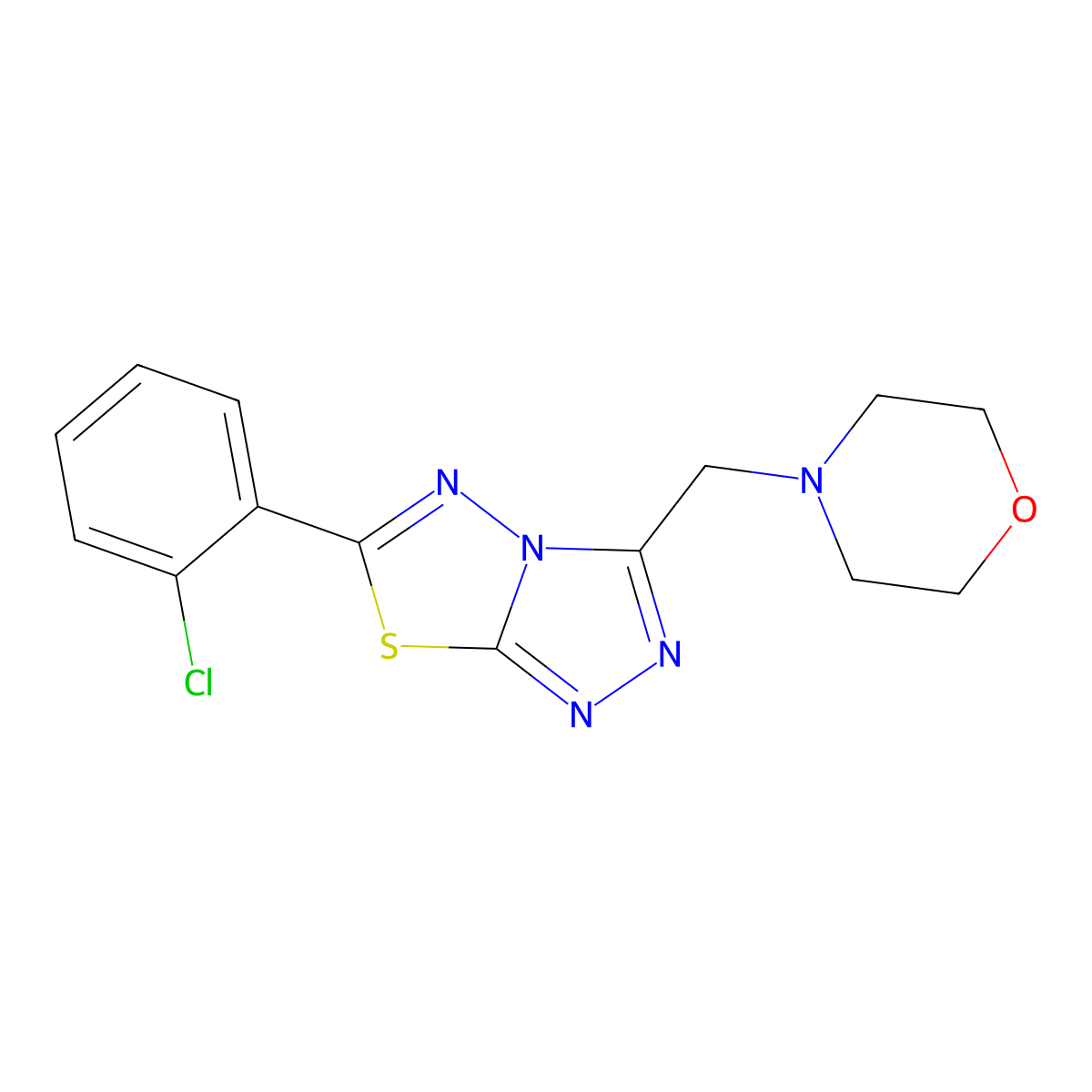 6-(2-Chlorophenyl)-3-(4-morpholinylmethyl)[1,2,4]triazolo[3,4-b][1,3,4]thiadiazole molecular structure, CAS 1190250-18-0