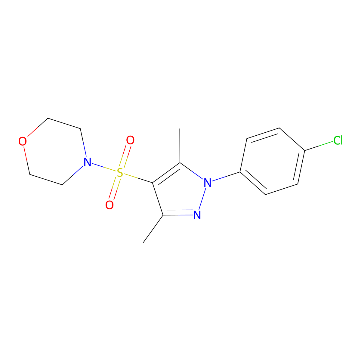 4-{[1-(4-chlorophenyl)-3,5-dimethyl-1H-pyrazol-4-yl]sulfonyl}morpholine molecular structure, CAS 1190250-34-0