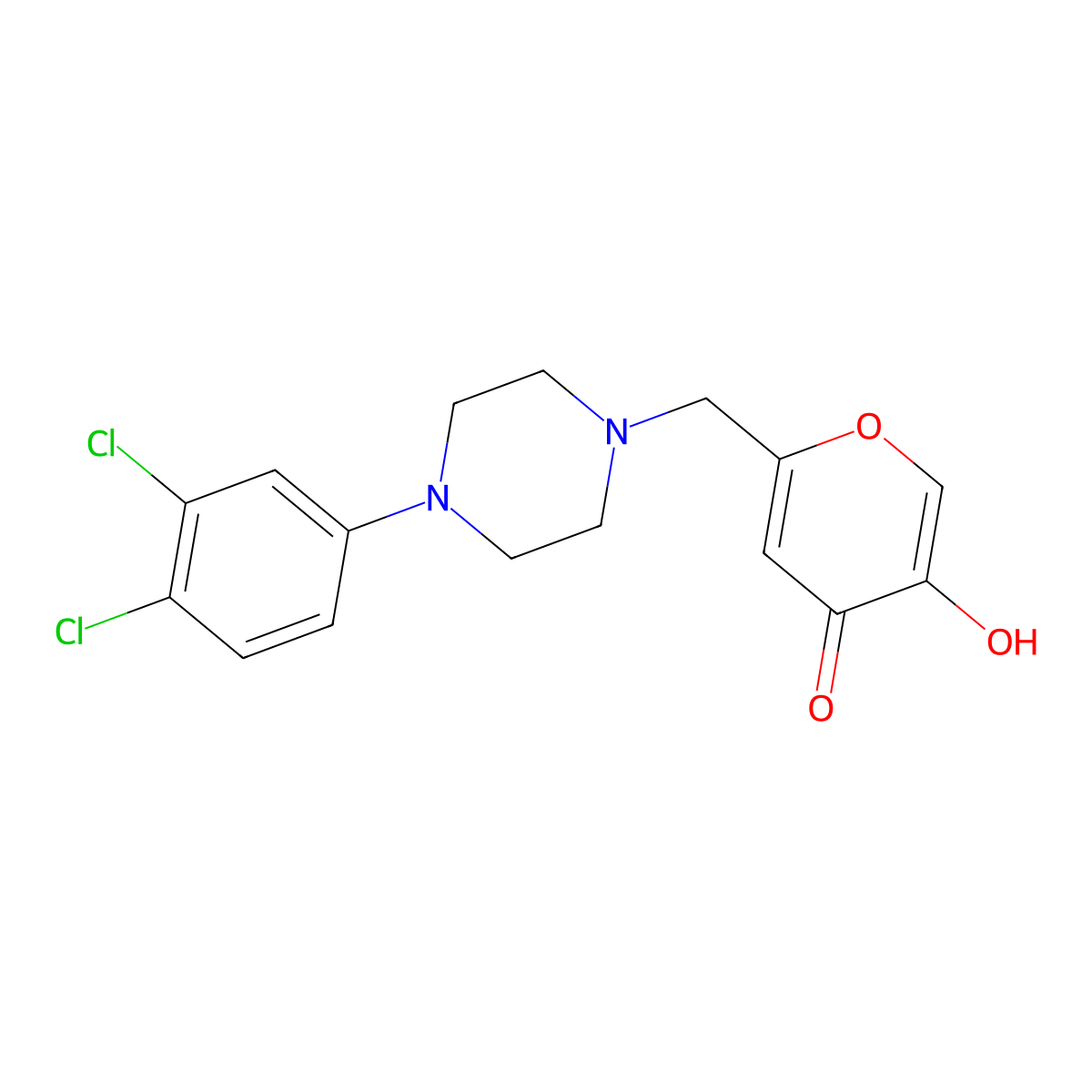 2-{[4-(3,4-dichlorophenyl)piperazin-1-yl]methyl}-5-hydroxy-4H-pyran-4-one molecular structure, CAS 1190250-39-5