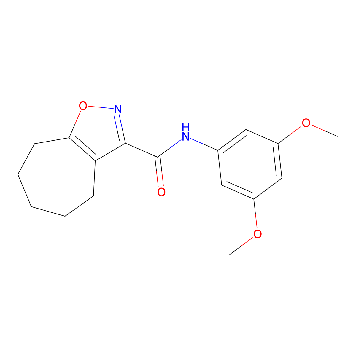 N-(3,5-dimethoxyphenyl)-5,6,7,8-tetrahydro-4H-cyclohepta[d][1,2]oxazole-3-carboxamide molecular structure, CAS 1190250-41-9