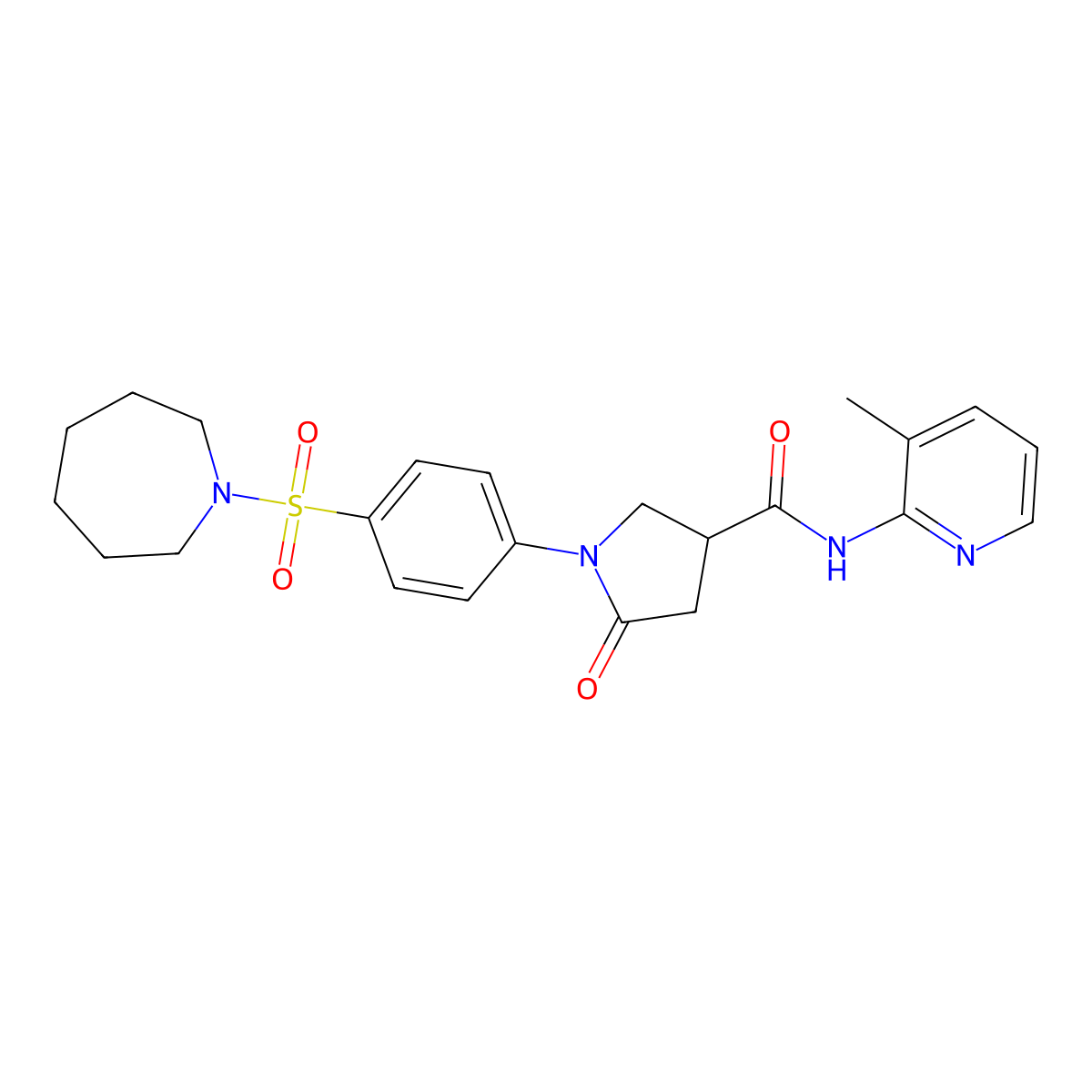 1-[4-(azepan-1-ylsulfonyl)phenyl]-N-(3-methylpyridin-2-yl)-5-oxopyrrolidine-3-carboxamide molecular structure, CAS 1190250-43-1