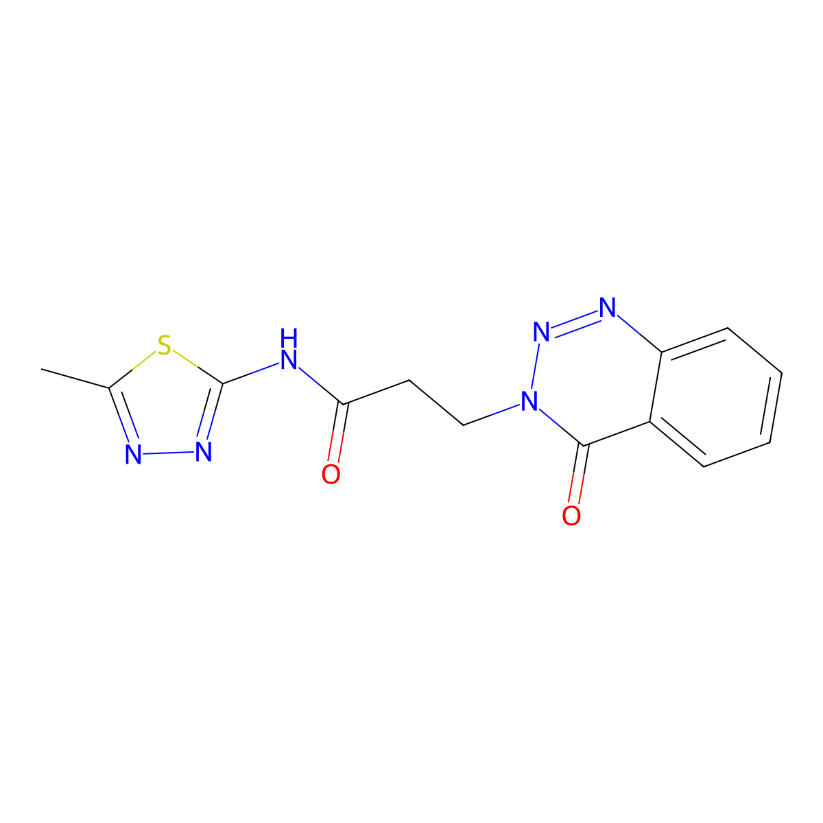 N-[(2Z)-5-methyl-1,3,4-thiadiazol-2(3H)-ylidene]-3-(4-oxo-1,2,3-benzotriazin-3(4H)-yl)propanamide molecular structure, CAS 1190250-48-6