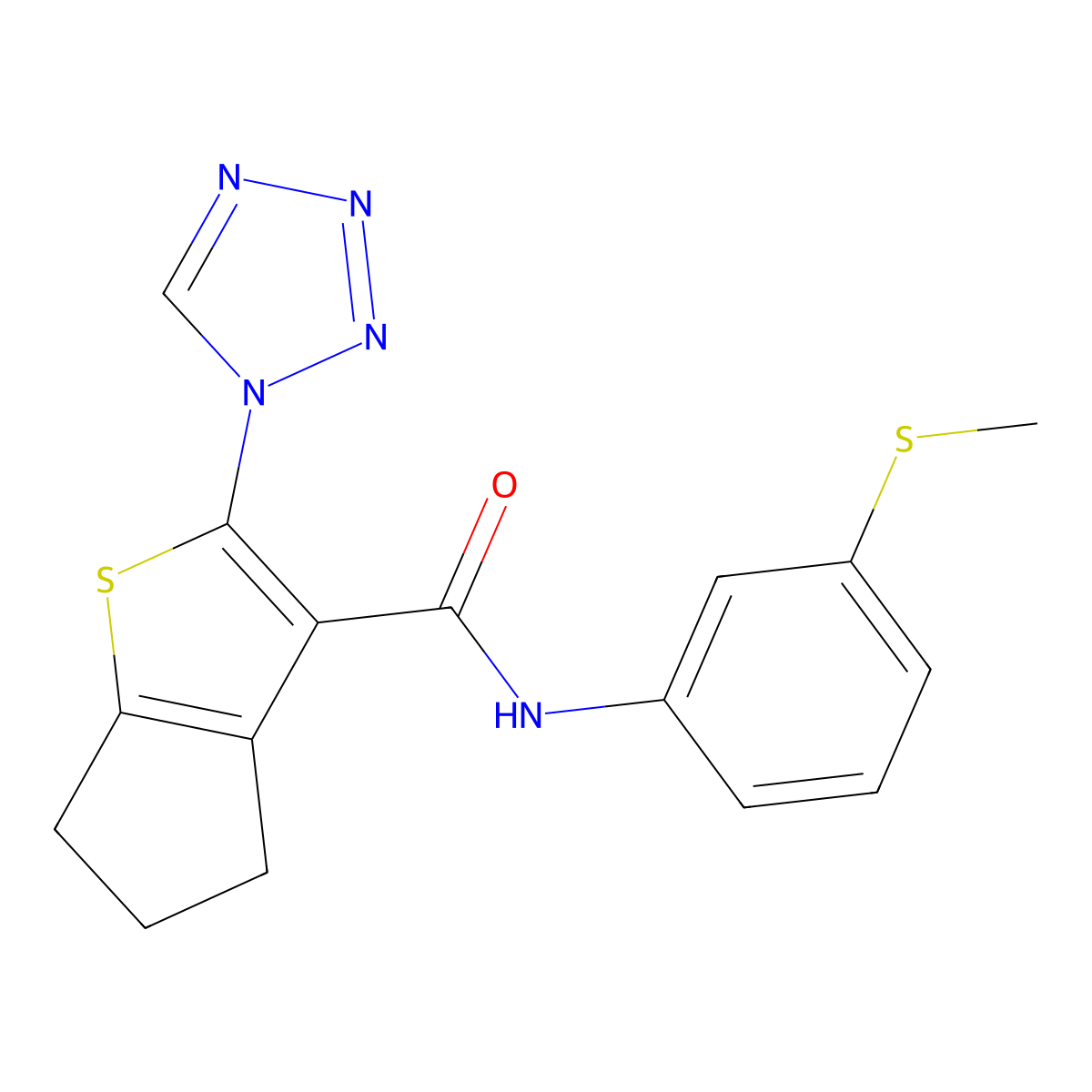 N-[3-(methylsulfanyl)phenyl]-2-(1H-tetrazol-1-yl)-5,6-dihydro-4H-cyclopenta[b]thiophene-3-carboxamide molecular structure, CAS 1190250-61-3