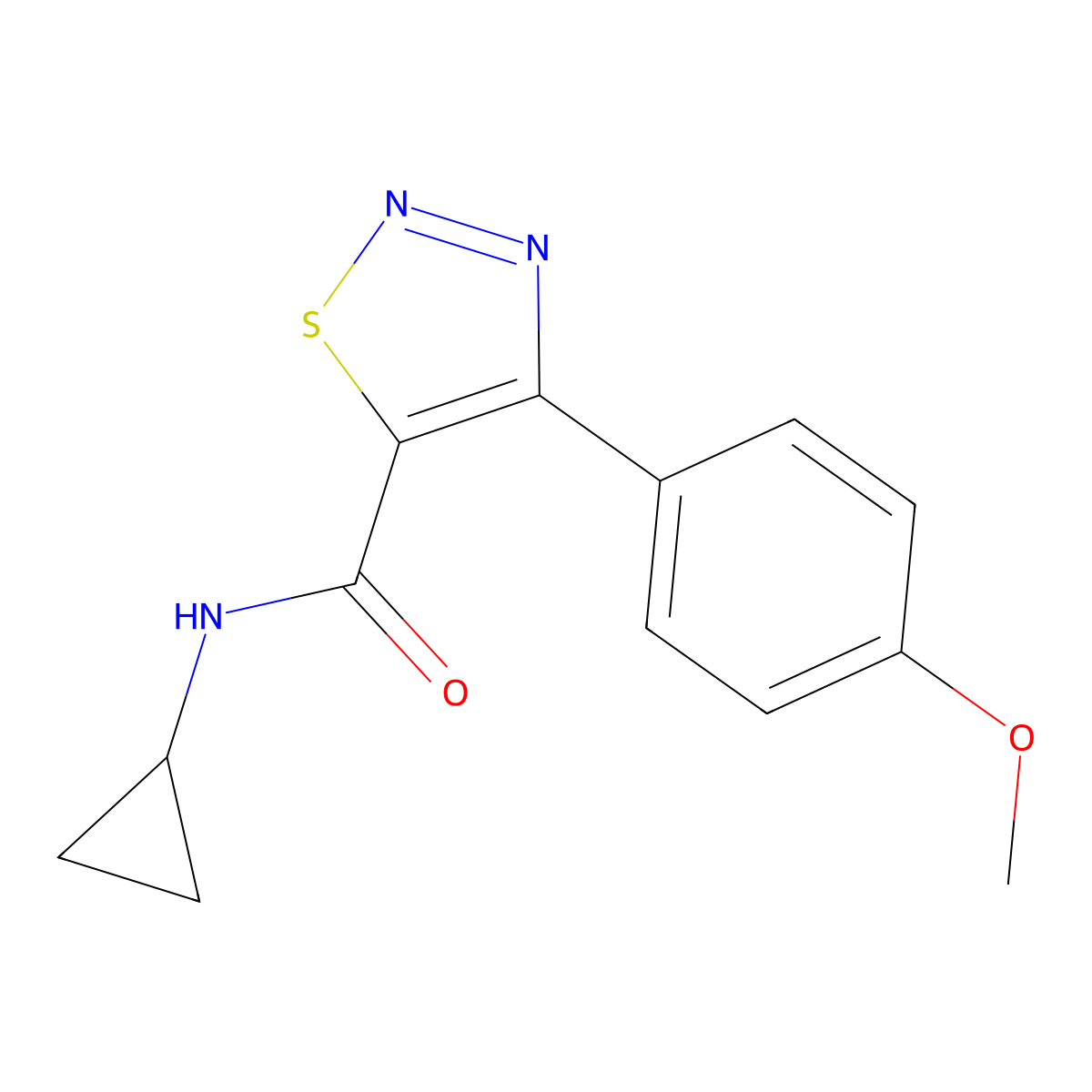 N-cyclopropyl-4-(4-methoxyphenyl)-1,2,3-thiadiazole-5-carboxamide molecular structure, CAS 1190250-77-1