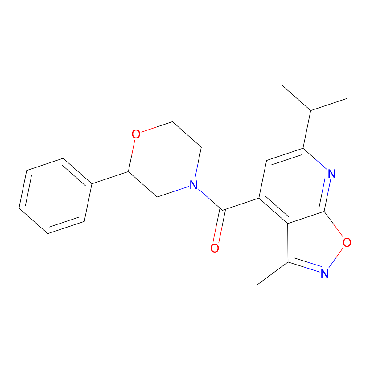 6-Isopropyl-3-methyl-4-[(2-phenyl-4-morpholinyl)carbonyl]isoxazolo[5,4-b]pyridine molecular structure, CAS 1190250-97-5