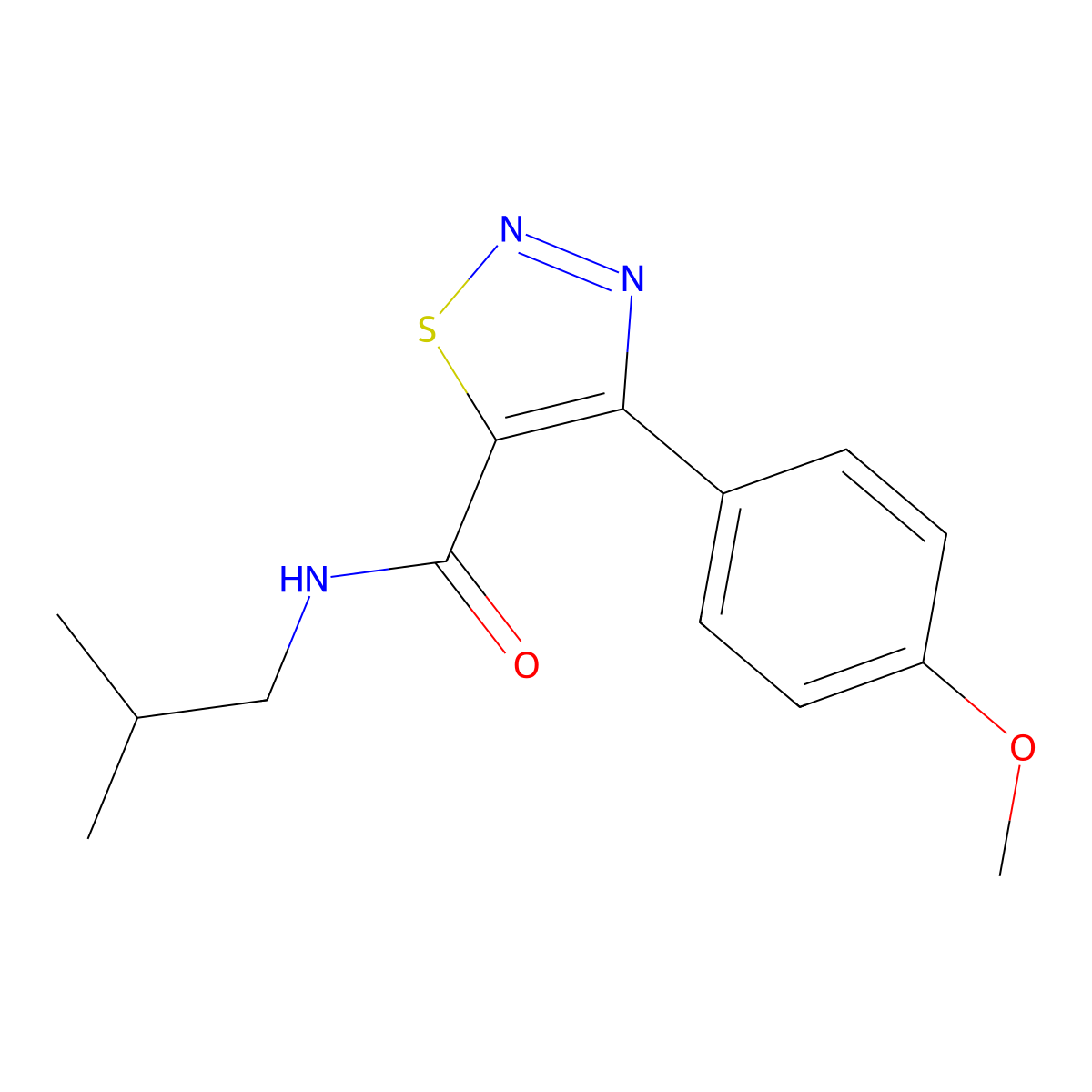 4-(4-methoxyphenyl)-N-(2-methylpropyl)-1,2,3-thiadiazole-5-carboxamide molecular structure, CAS 1190250-99-7