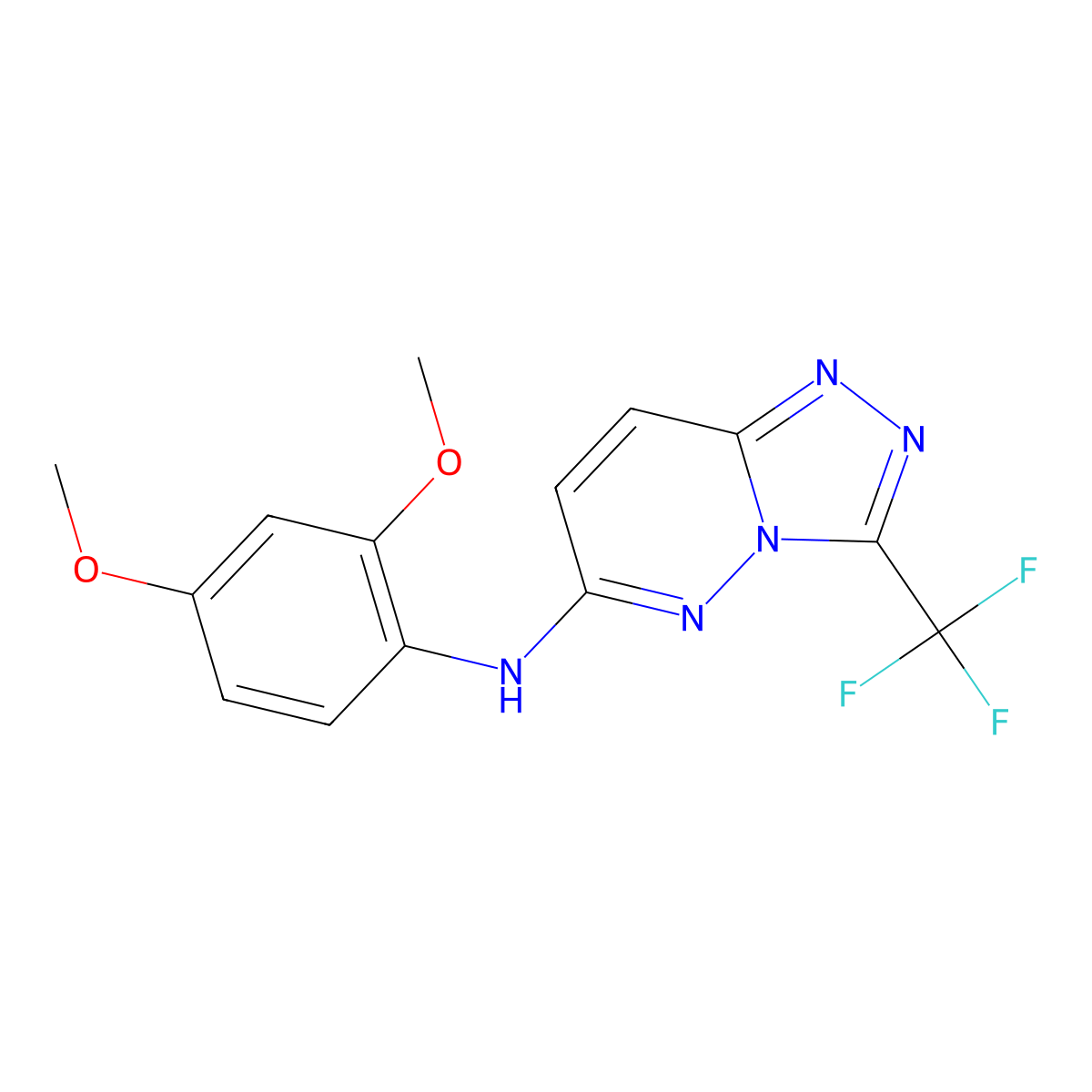 N-(2,4-dimethoxyphenyl)-3-(trifluoromethyl)[1,2,4]triazolo[4,3-b]pyridazin-6-amine molecular structure, CAS 1190251-05-8