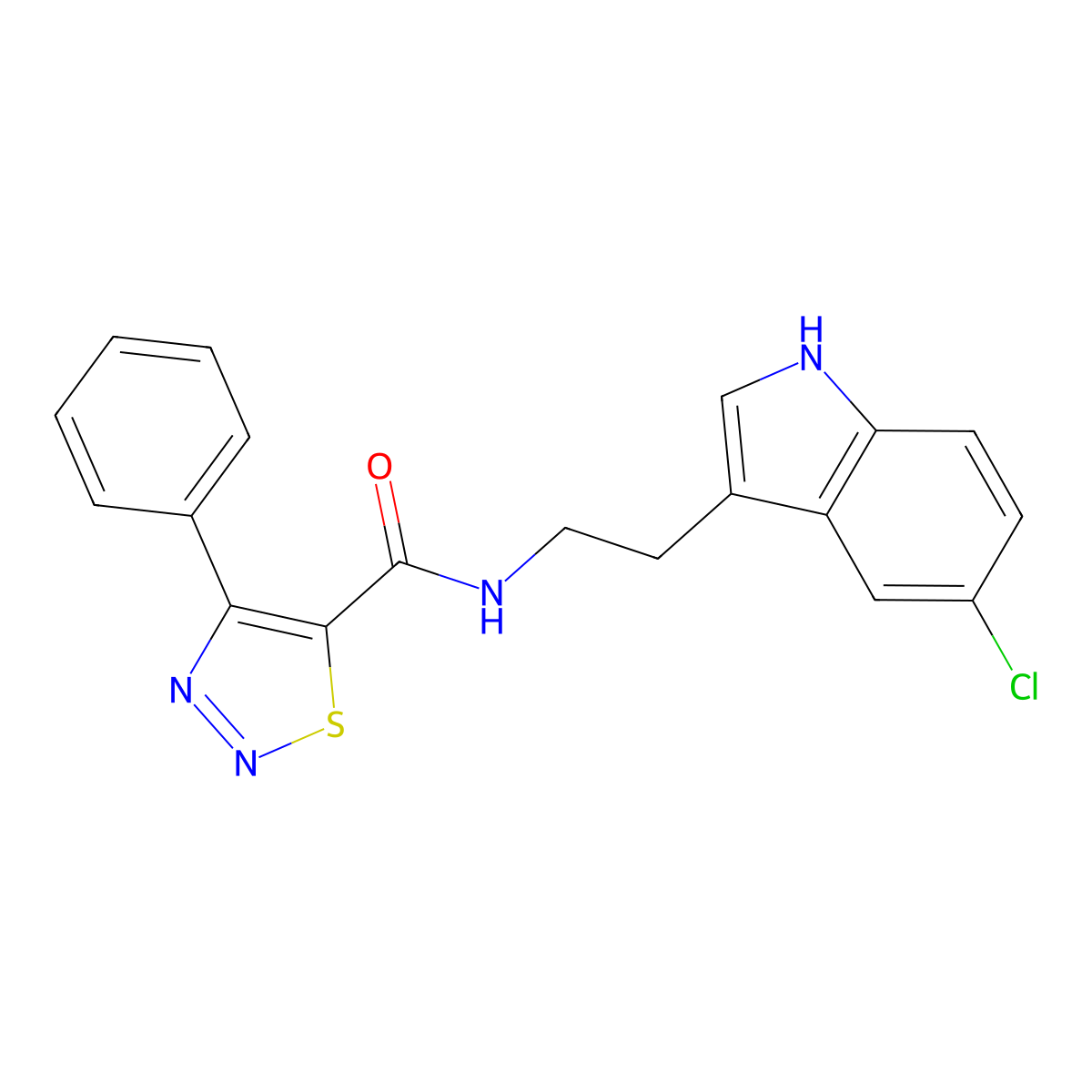 N-[2-(5-chloro-1H-indol-3-yl)ethyl]-4-phenyl-1,2,3-thiadiazole-5-carboxamide molecular structure, CAS 1190251-38-7