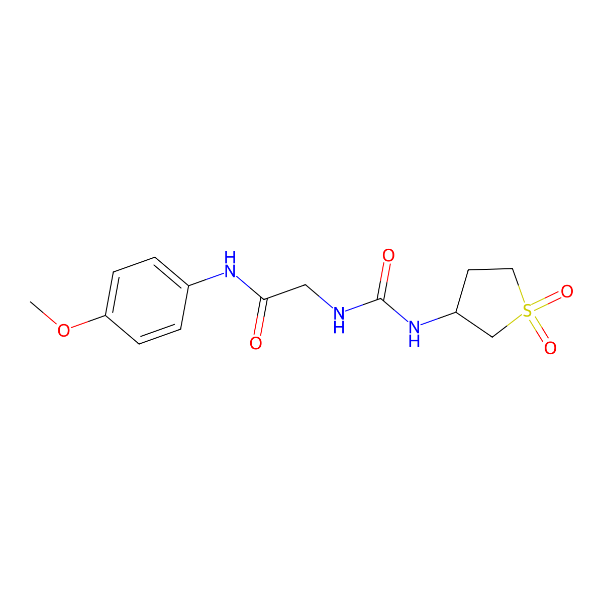 N~2~-[(1,1-dioxidotetrahydrothiophen-3-yl)carbamoyl]-N-(4-methoxyphenyl)glycinamide molecular structure, CAS 1190251-52-5